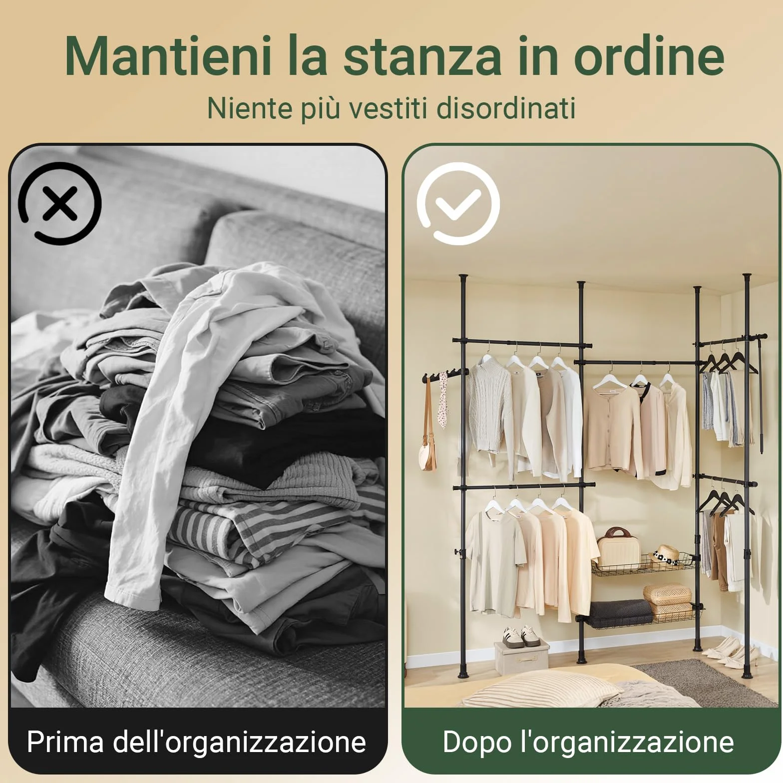 SoBuy Telescopic Appendiabiti da Terra, Robusto Stand Appendiabiti con Aste e Ripiani, Armadio Aperto Regolabile per Camera da Letto, Porta Abiti Nero KLS04-II-SCH
