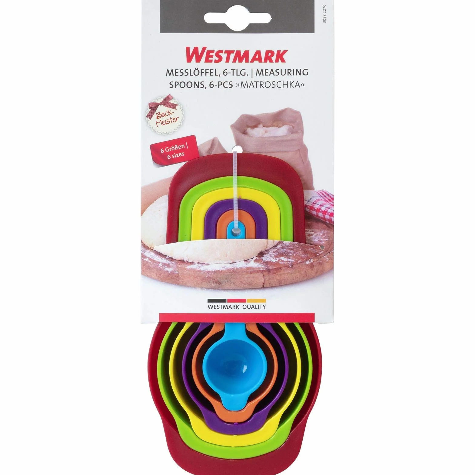 Westmark Set di 6 misurini, Dosi: 7,5/15/60/85/125/250 ml, Plastica, Senza BPA, Matroschka, Vari colori, 30582270