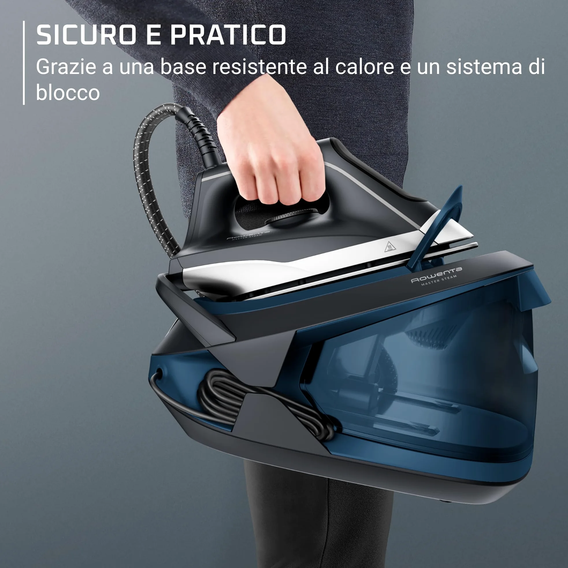 Rowenta Turbosteam, Ferro da Stiro con Generatore di Vapore ad Alte Prestazioni, Vapore Continuo da 120 g/min, Colpo Vapore da 370 g/min, Pressione 6.5 bar, Serbatoio da 1,7 L, Modalità Eco, VR8322