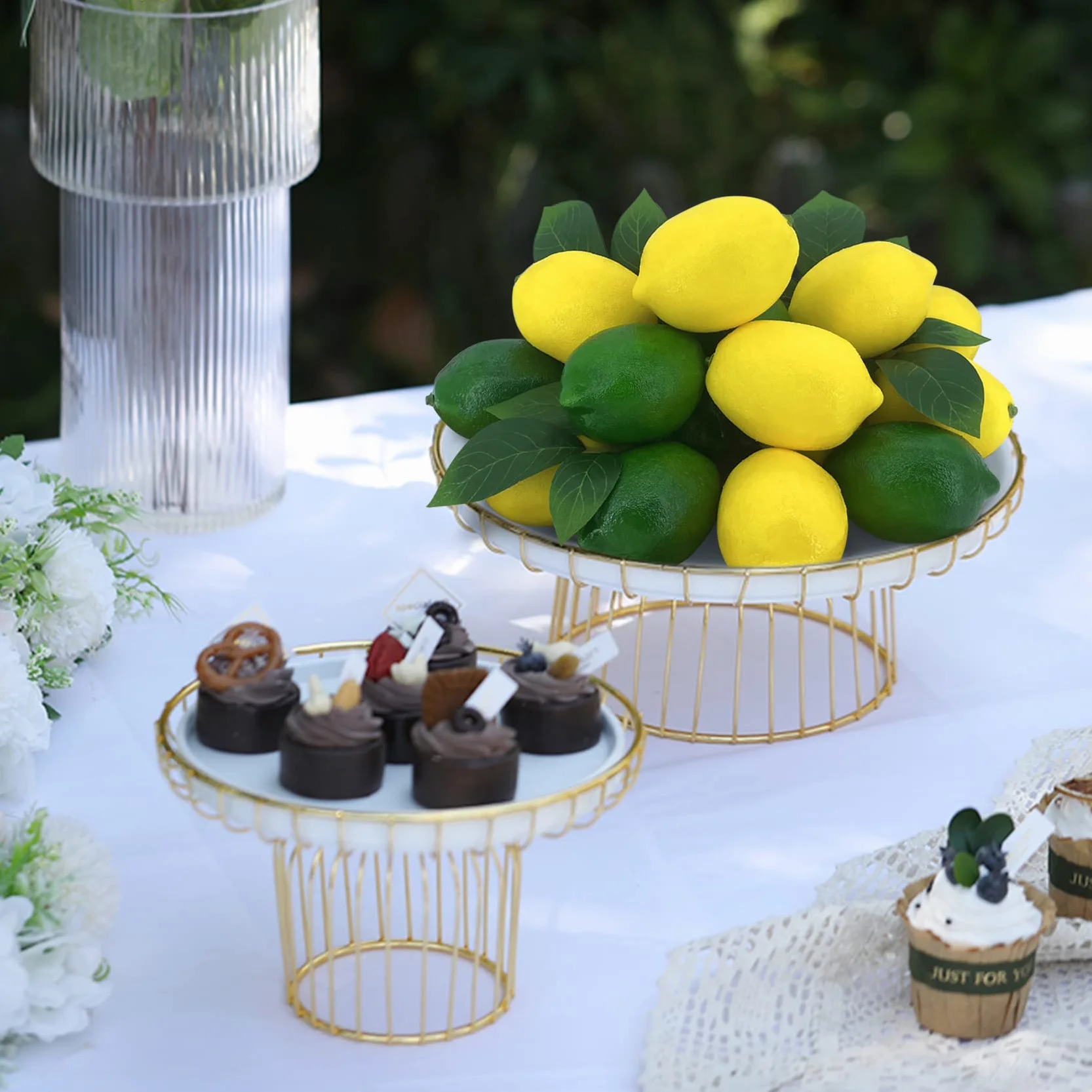 24 Pezzi Limoni e Lime Finti Decorativi con Foglie, Frutta Artificiale Realistica in Plastica per Cucina, Centrotavola Estivo