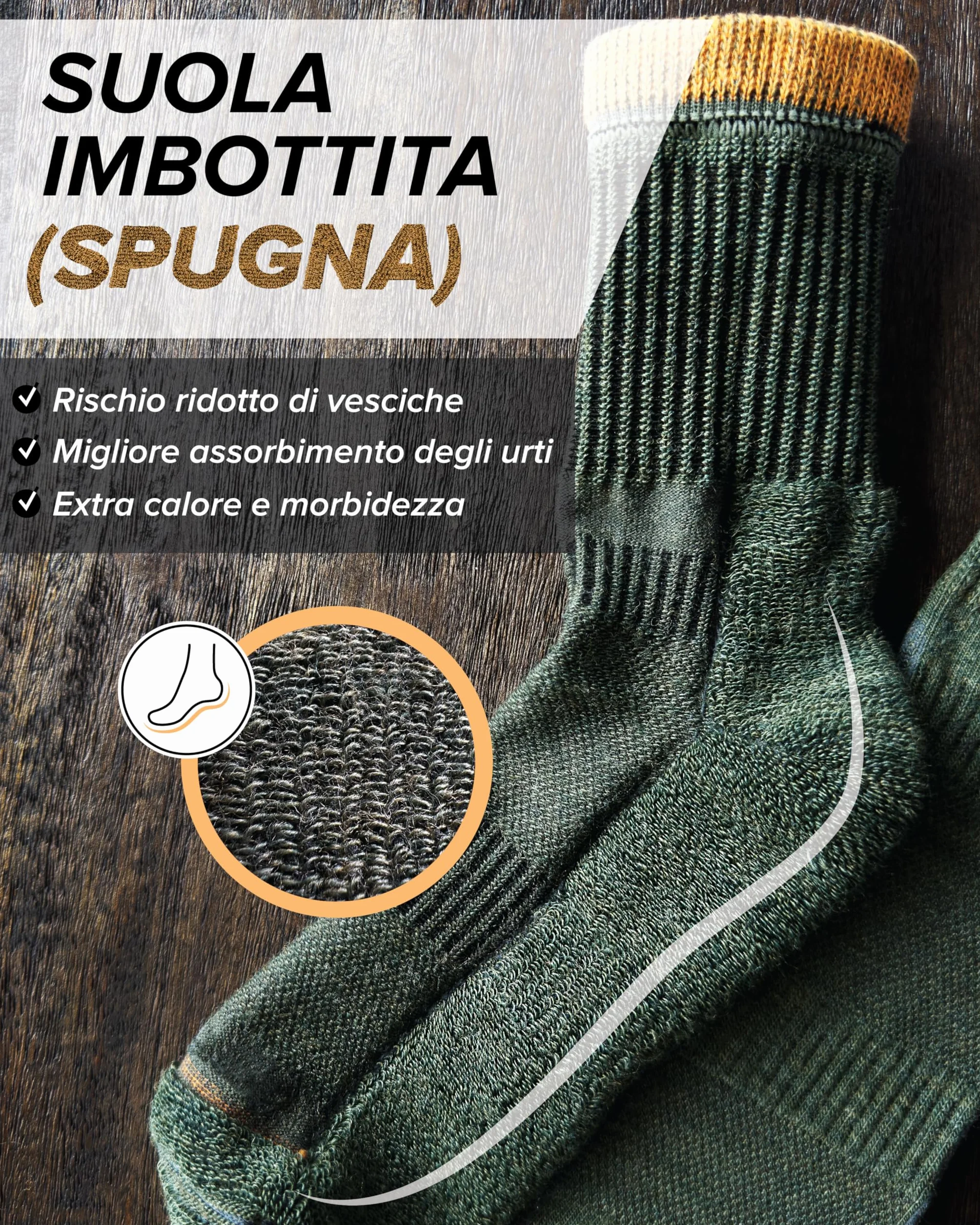 vitsocks Calzini Trekking Inverno LANA MERINO Antivescica Ragazzi, Ammortizzati Morbidi