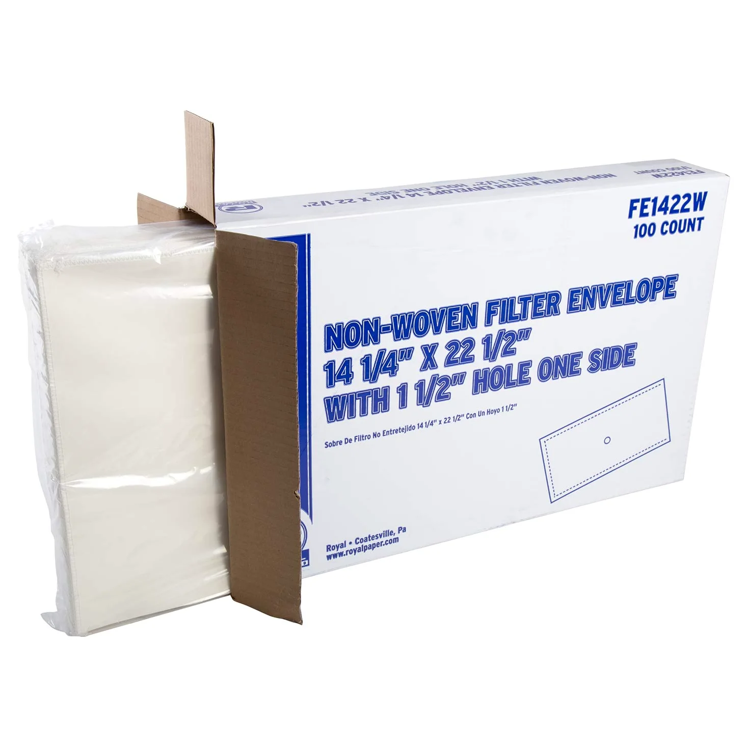 Royal Buste filtranti in tessuto non tessuto con foro da 3,81 cm, 35,56 x 56,52 cm, confezione da 100