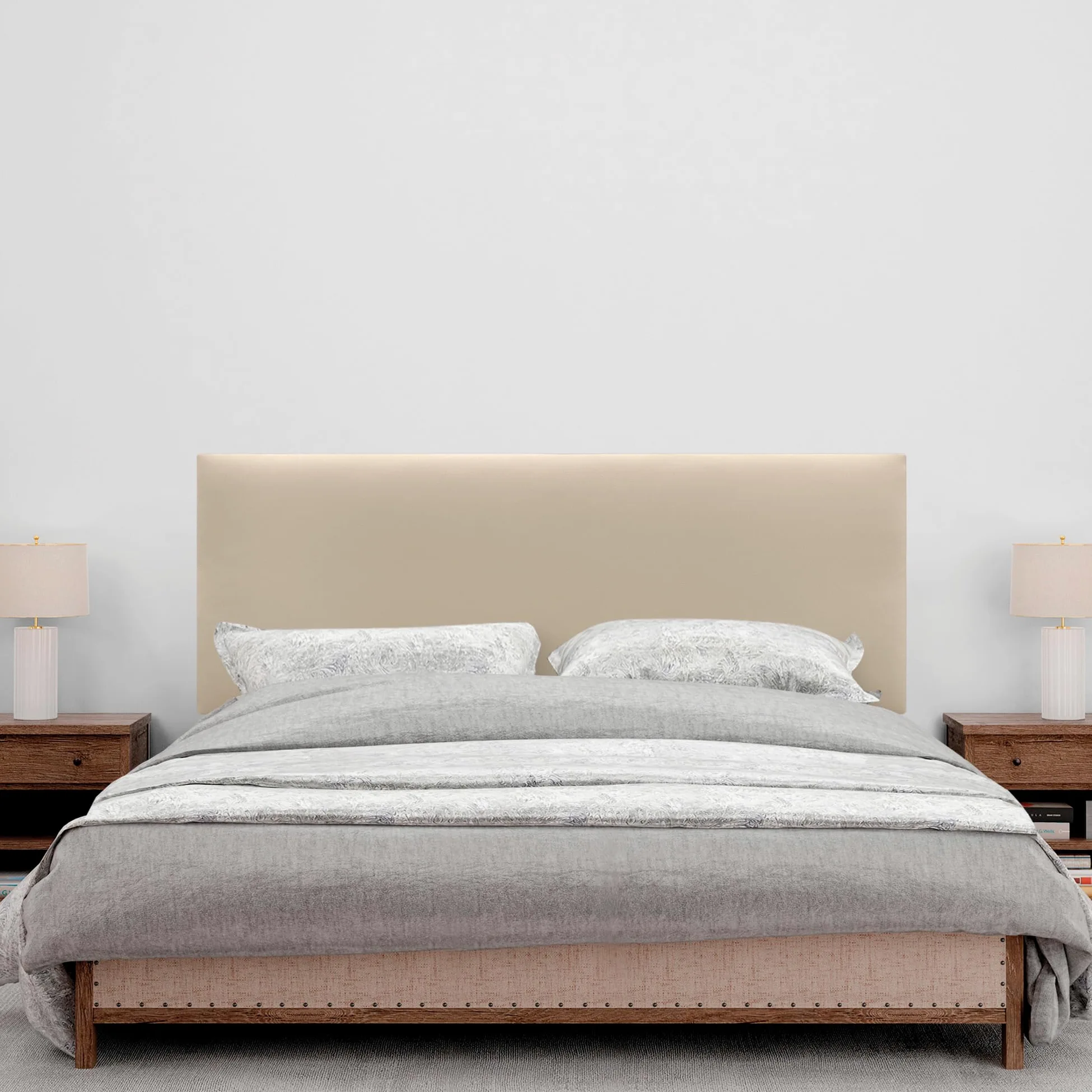 DHOME Testiera in similpelle o tessuto AQUALINE Liscia e con gambe Testiera per letto imbottita (160cm con Gambe (Lits 150/160), Similpelle Beige)