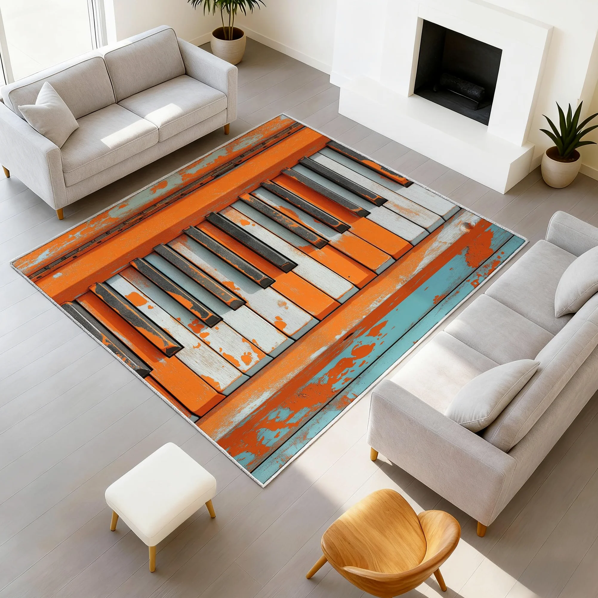 Générique Antiscivolo Moderno Musica Lavabile Tapiss Strumento Musicale Supporto in TPR Tappetino Tasti di Pianoforte Macchia Inchiostro Tappeto 120 x 180 cm per Soggiorno Camera da Letto Ufficio