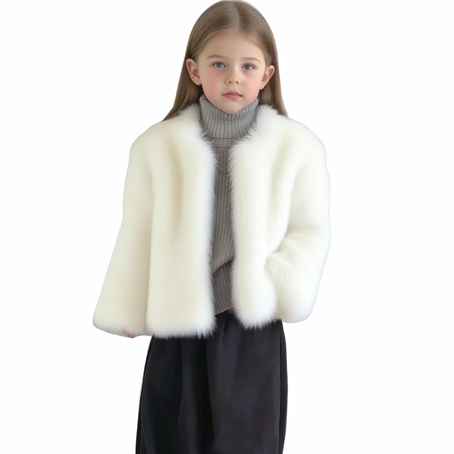 NZYIHAO Giacca invernale da ragazza, per le mezze stagioni, per bambini, a maniche lunghe, in pelliccia sintetica, giacca invernale calda, in peluche, per attività all'aperto