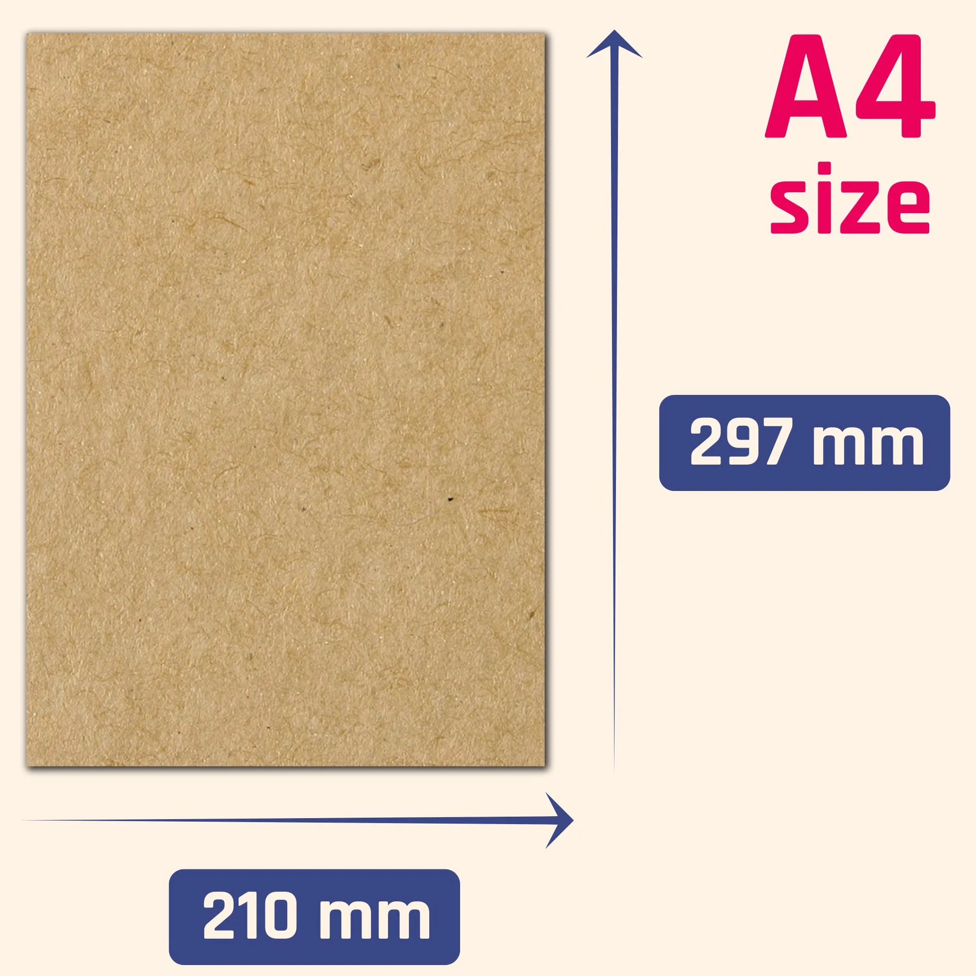 50 fogli, Carta Kraft Marrone Cartone A4, 200 g/m²