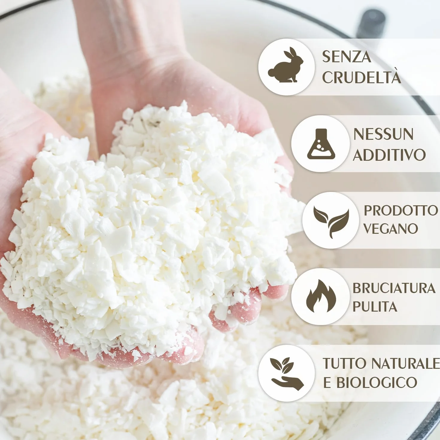 Cera di Soia per Candele 5kg, Cera Naturale Vegetale Fai da Te, Punto di Fusione Basso