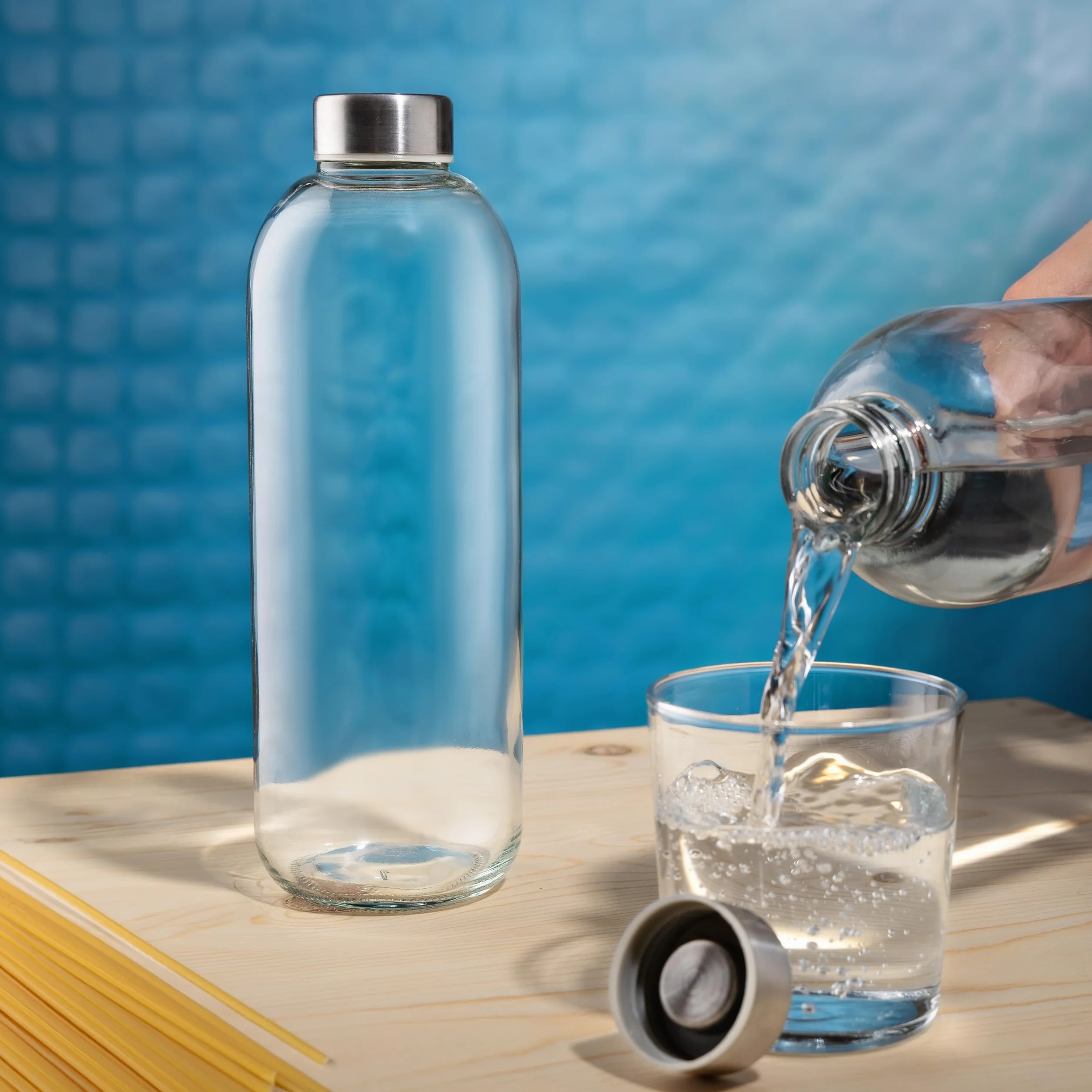 Bottiglie in Vetro Modello EOS 1 Litro Tappo a Vite Acciaio Inox Set 6