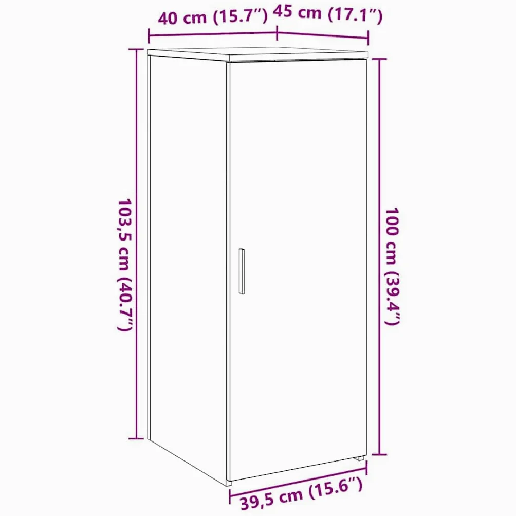 vidaXL Mobile Portaoggetti Grigio Cemento 40x45x103,5 cm in Truciolato, Armadio, Armadio da scrivania, Armadio da Ufficio, Armadio credenza