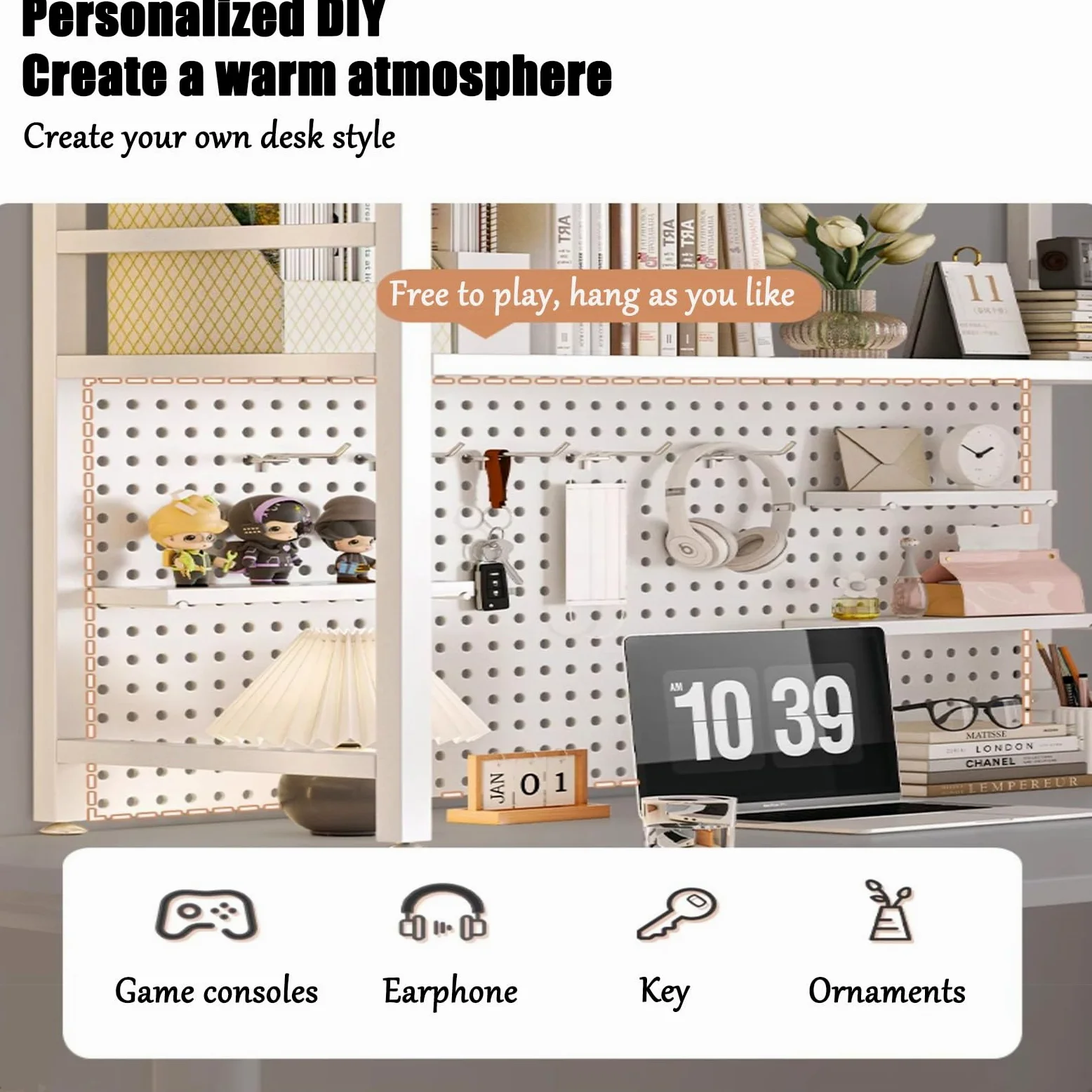 Libreria Da Scrivania Per Computer, Scaffale Da Scrivania Multifunzionale A 2 Strati, Scaffale Portaoggetti Da Scrivania, Adatto Per Casa, Ufficio, Dormitorio(A single layer white,95cm/37in)
