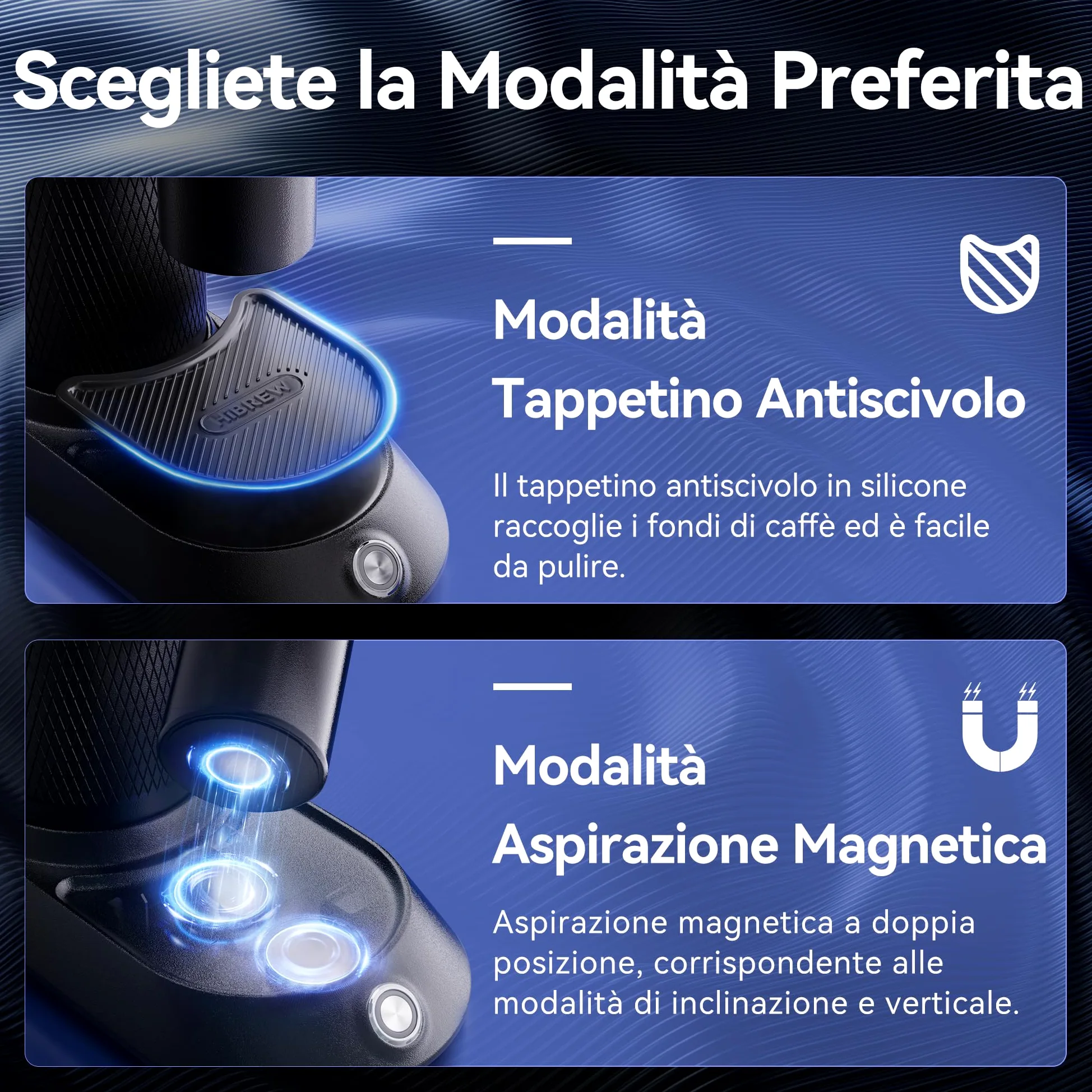 HIBREW Macinacaffè Bava Conica, Espresso Grinder Single Dose con 36 Macinature Regolabile, Capacità di 50g chicchi, Lega di Alluminio, Adatto per Espresso/Pour Over/Bocca/Turco/Goccia