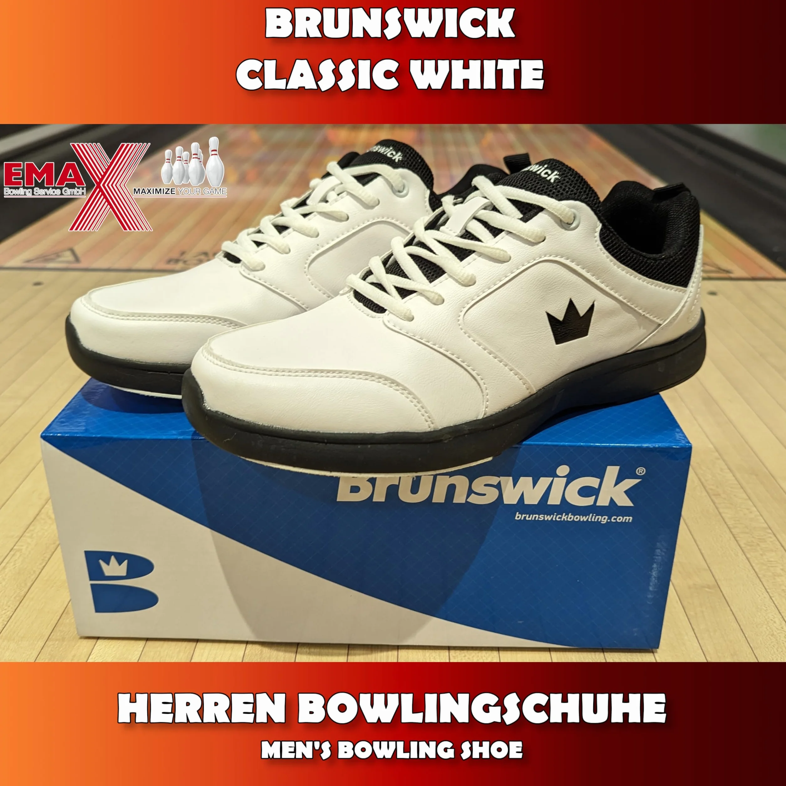 EMAX Brunswick Scarpe da bowling da uomo Tradizione Black & Classic White