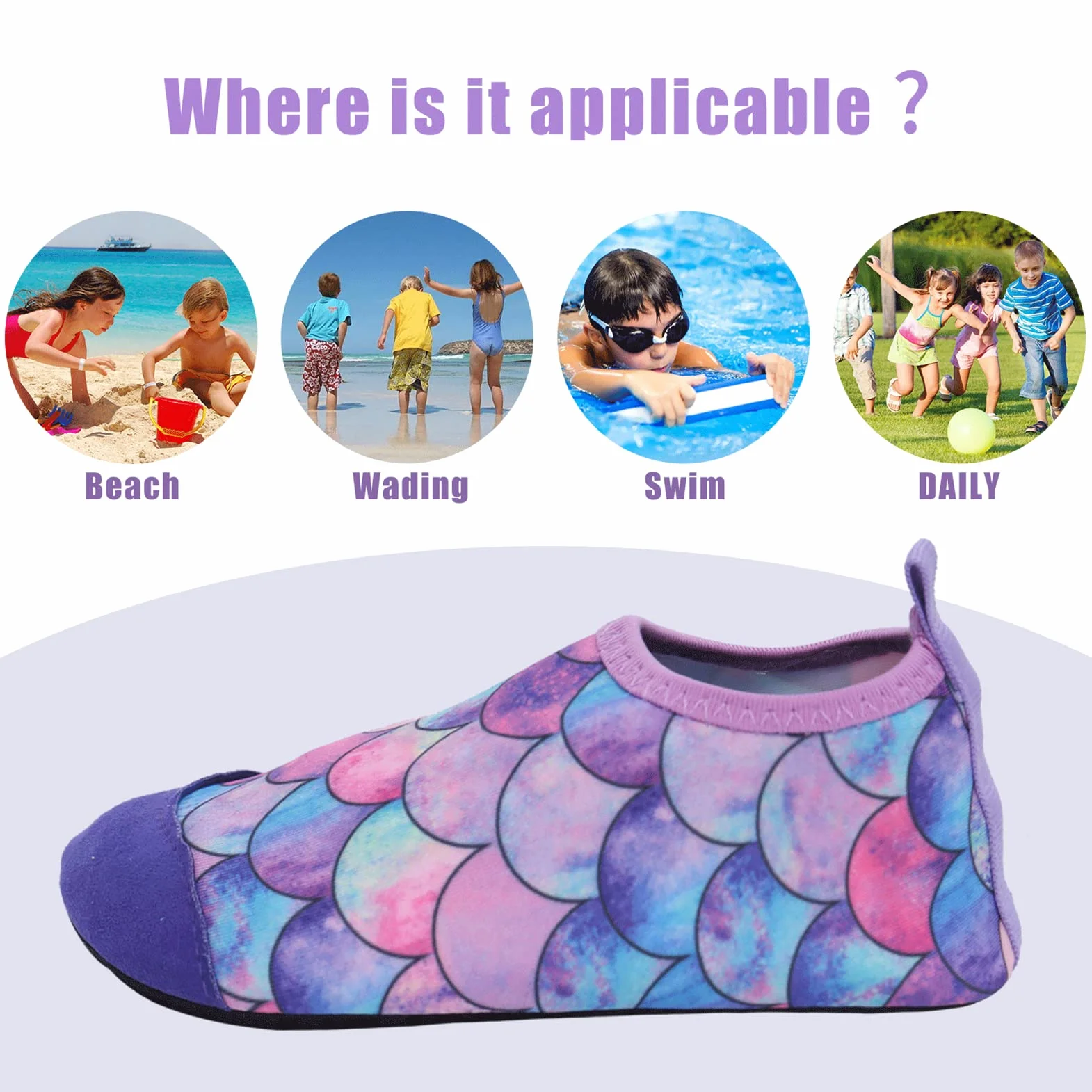 EDOTON Scarpe Mare Scoglio Bambino, Scarpe da Acqua con Suola Ispessita e Antiscivolo