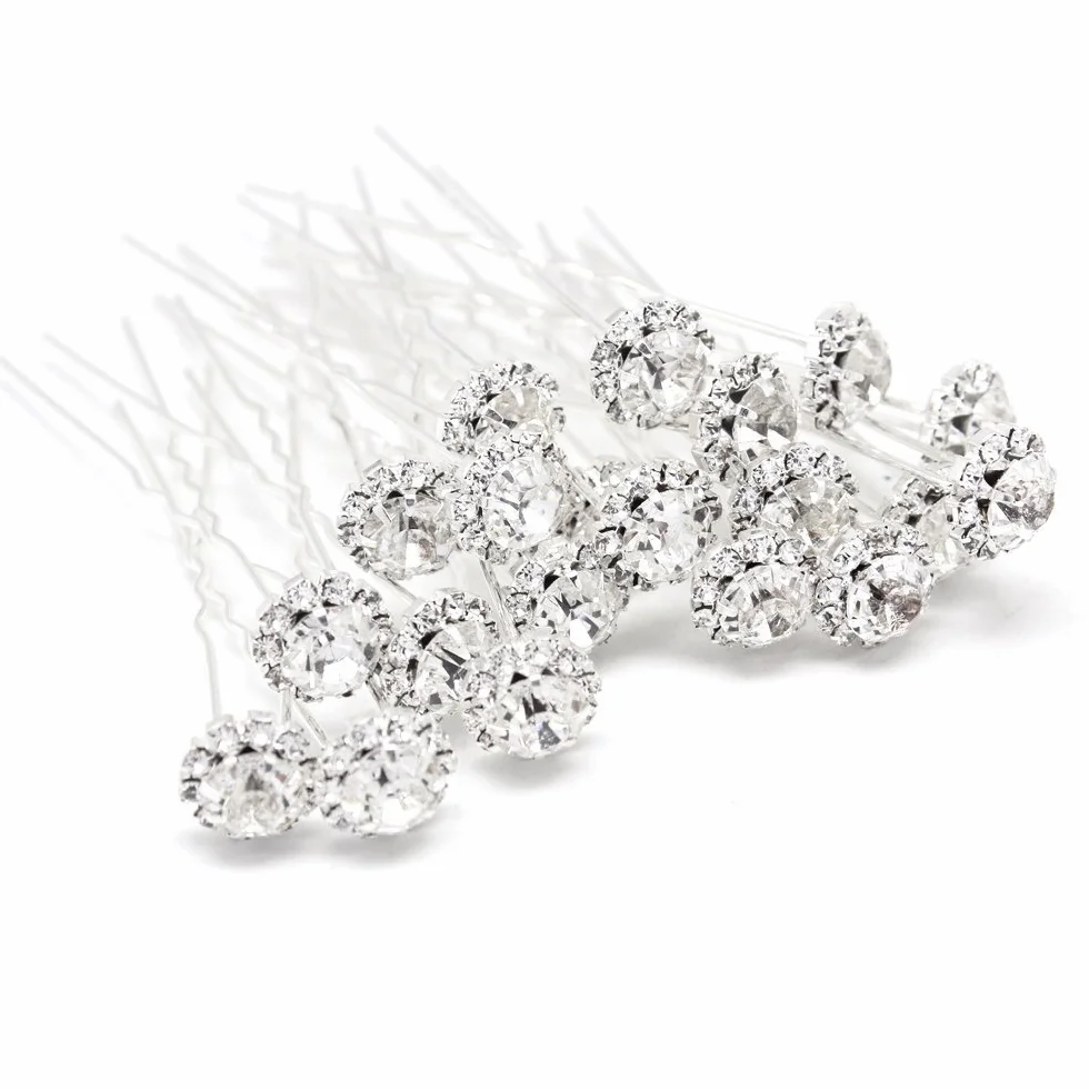 Swarovski Cristallo Fermagli Motivo a Fiori Acciaio Inox Placcato Argento Trasparente 20pcs