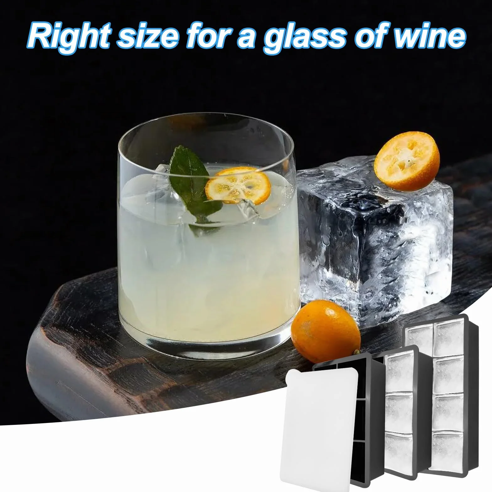 Fousenuk stampo ghiaccio silicone cubetti con coperchio forme grandi 3 pezzi per whisky cocktail bevande