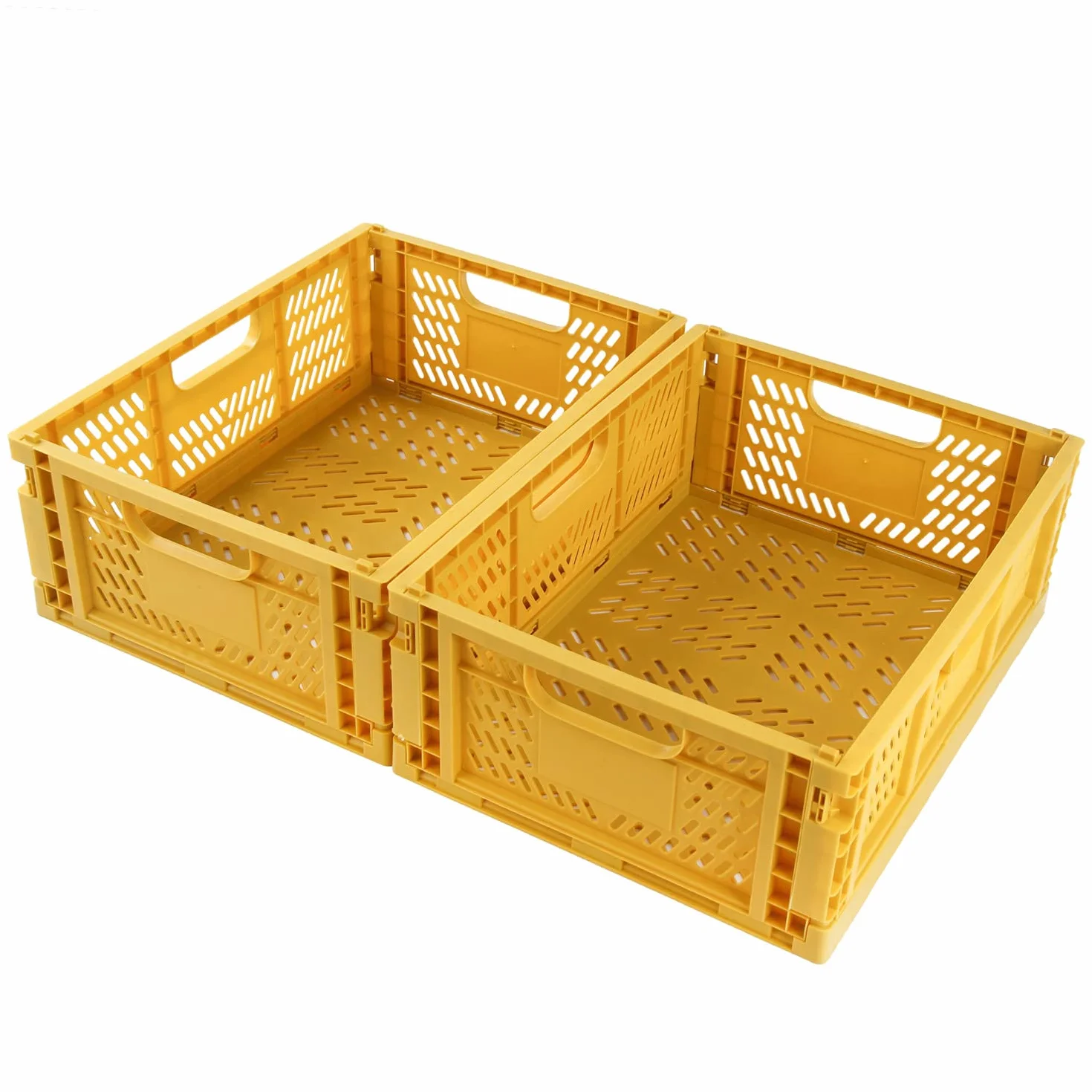 Spesh 2 Pezzi Contenitori Pieghevoli Cesto Portaoggetti Plastica Stabili Giallo 40x30x15cm