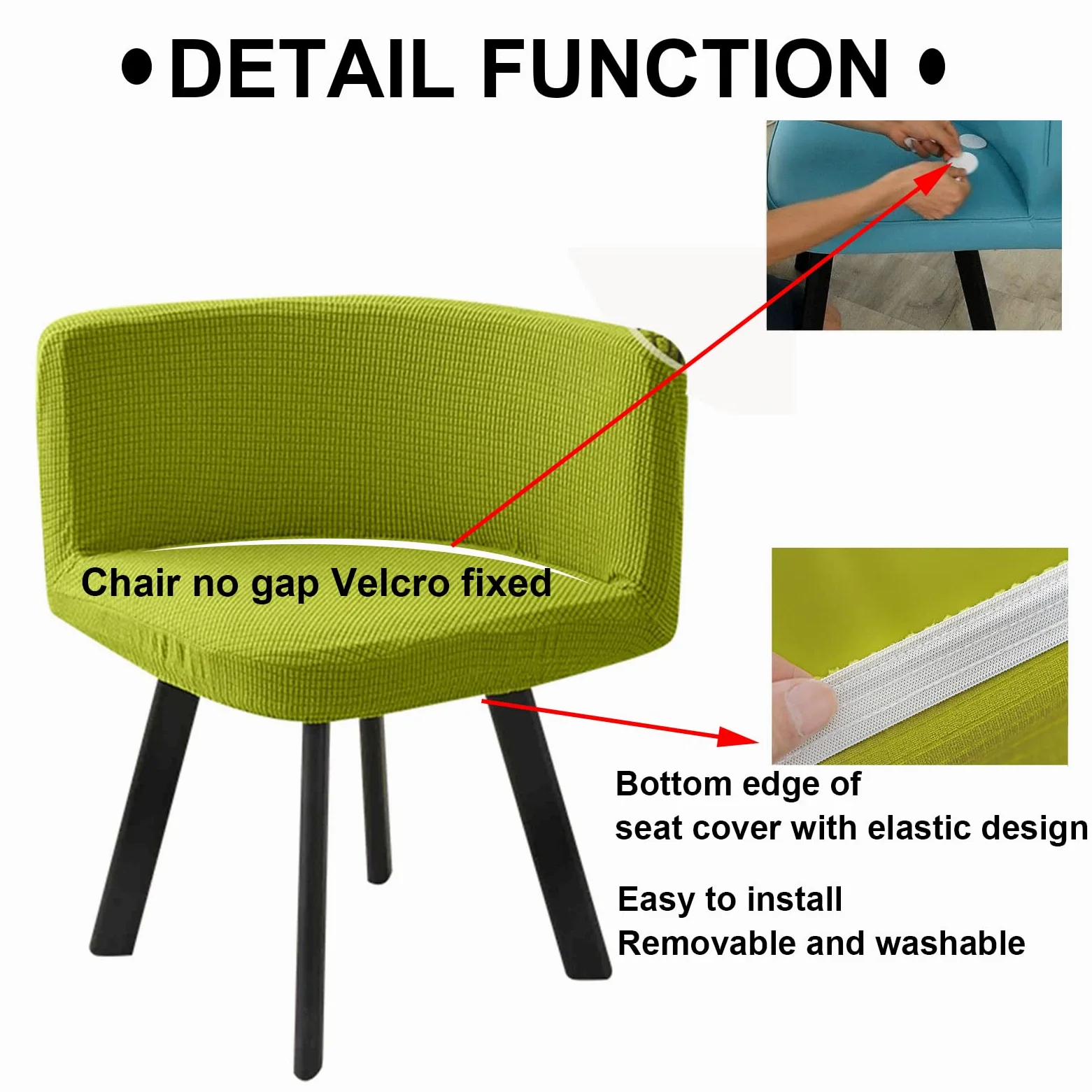 Set di 2 coprisedia elasticizzati curvi per sala da pranzo, coprisedia da ufficio a triangolo nero, per soggiorno, sedia a semicerchio, protezione elastica per sedia da ufficio