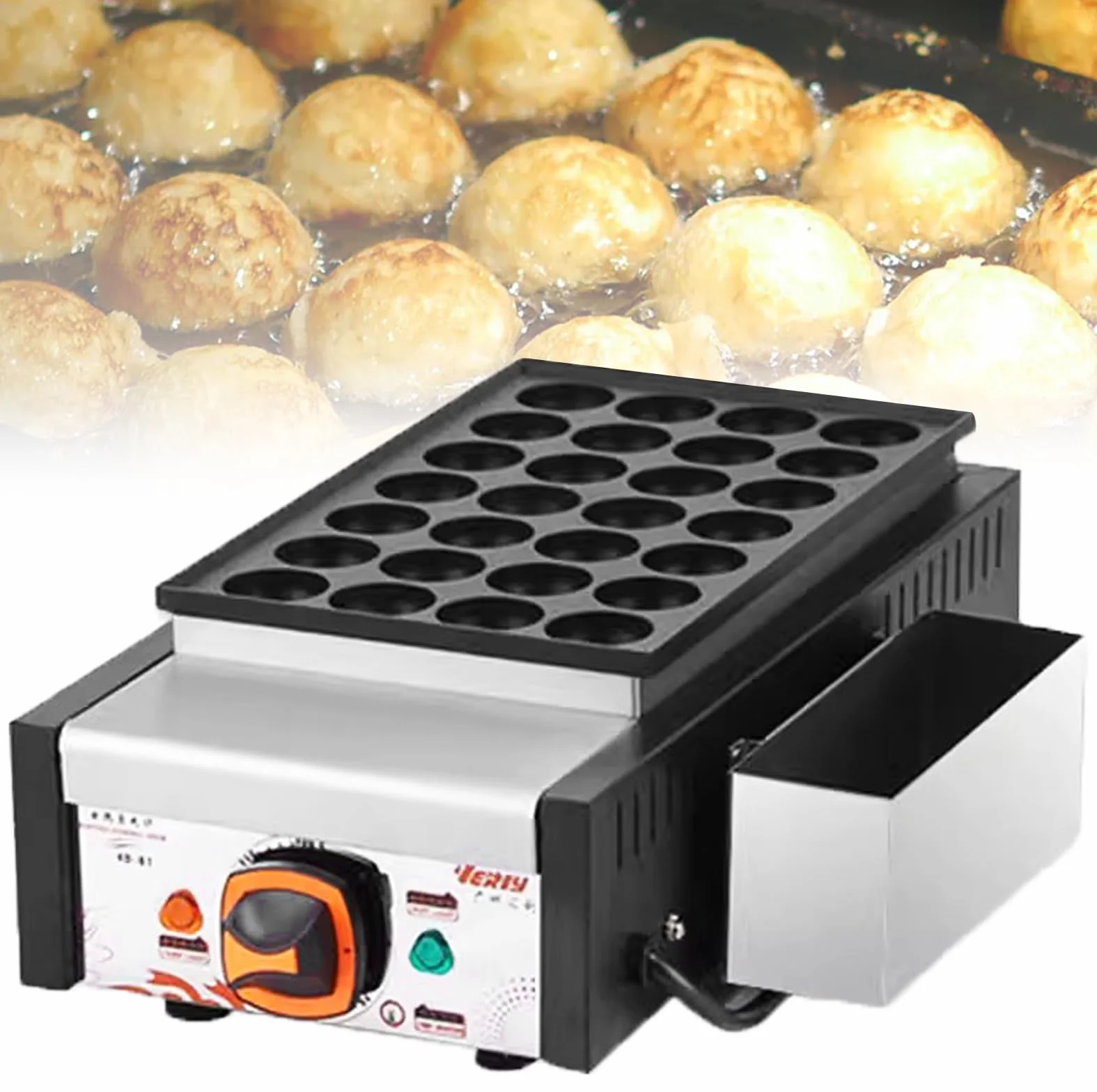 Takoyaki Maker 28 Holes Commercial Octopus Ball Maker with Non Stick Pan Japanese Takoyaki Machine