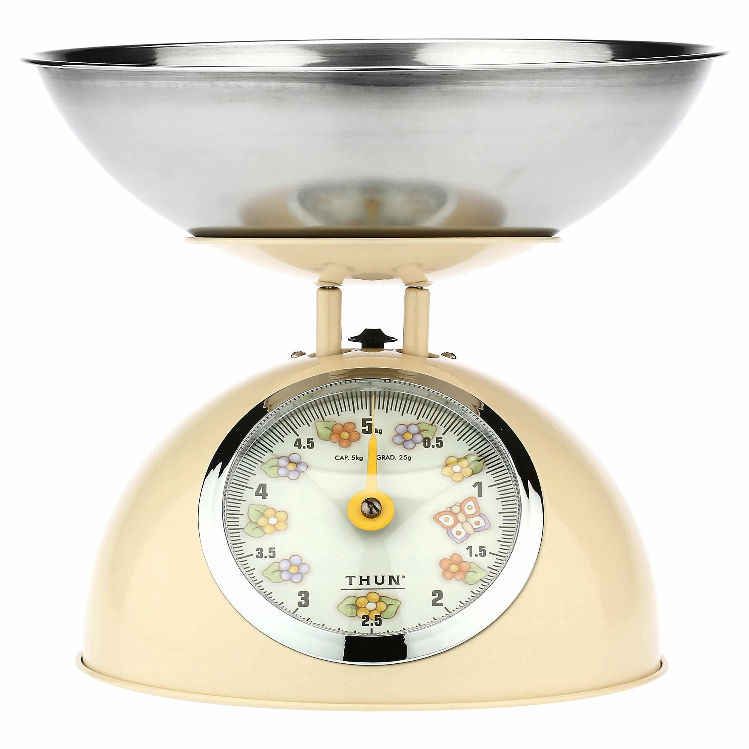 THUN Bilancia Cucina Acciaio Inossidabile Ferro Base h 15 cm Ø 21 cm Piatto Ø24,5 cm h 11 cm