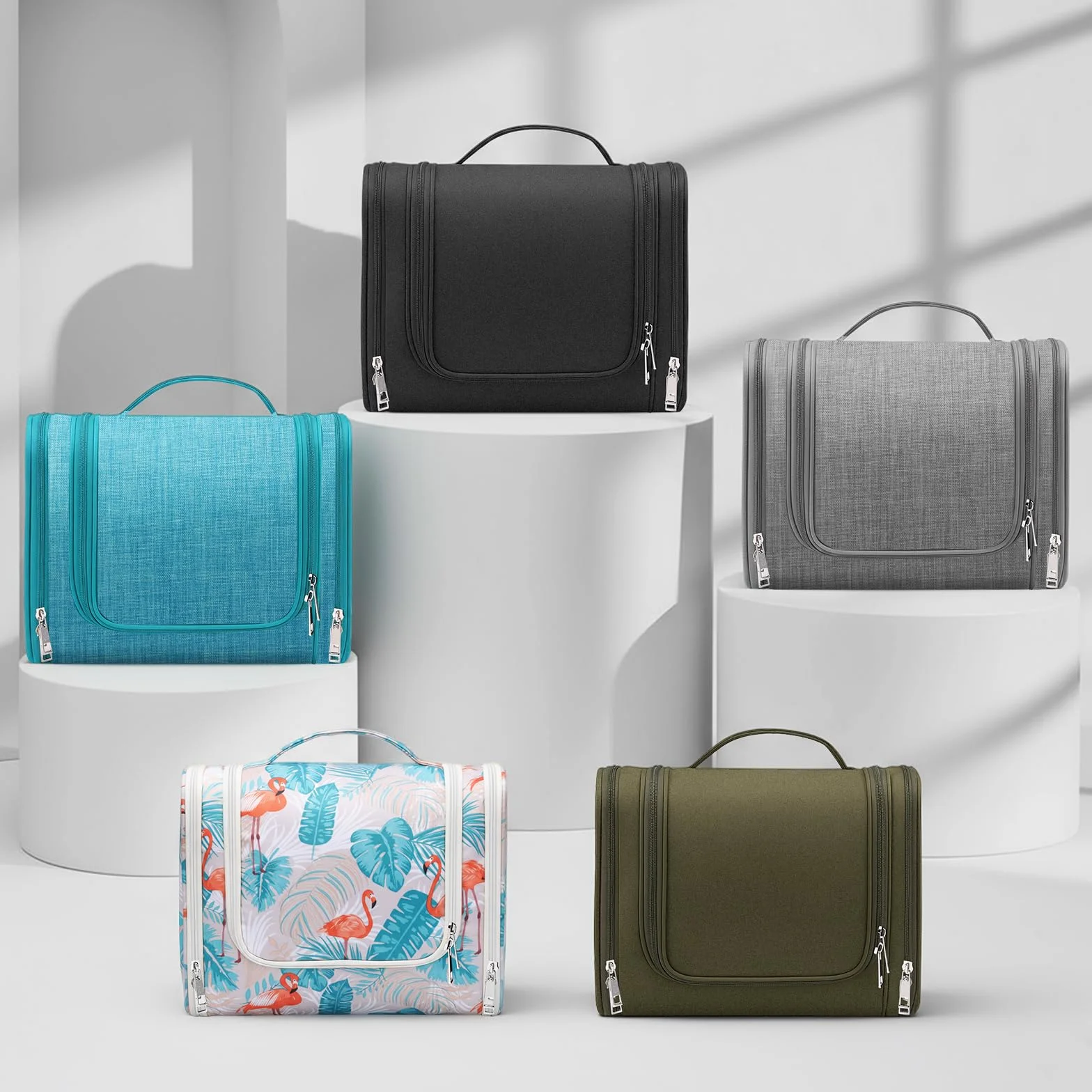 Beauty Case da Viaggio, Grande Borsa da Toilette da Appendere per donna e Uomo, 4 in 1 Beauty Case Impermeabile con Gancio Girevole