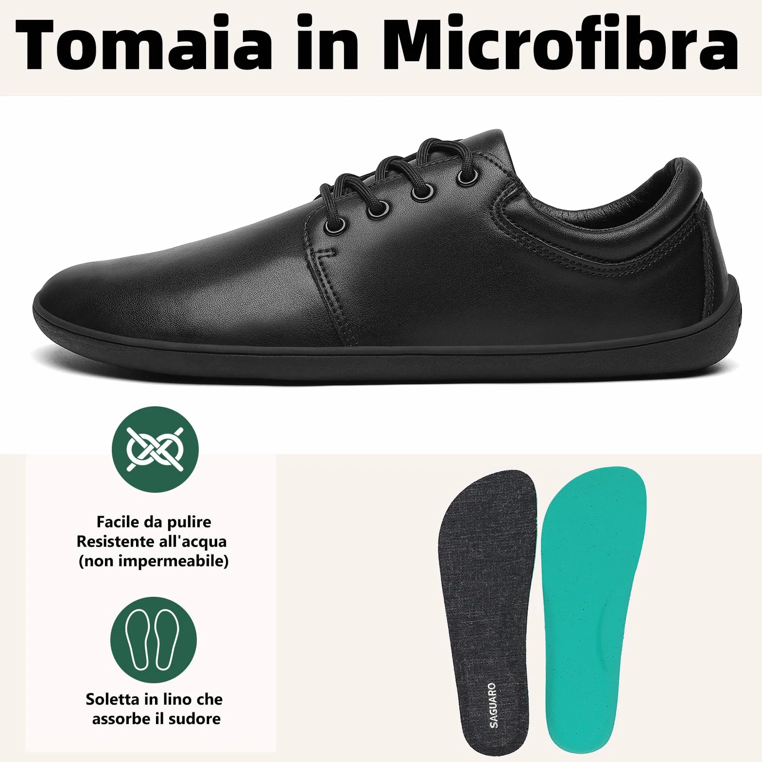 SAGUARO Scarpe Barefoot Uomo Scarpe Minimaliste Casual - con Wide Toe Box, Noble II, Gr.36-48