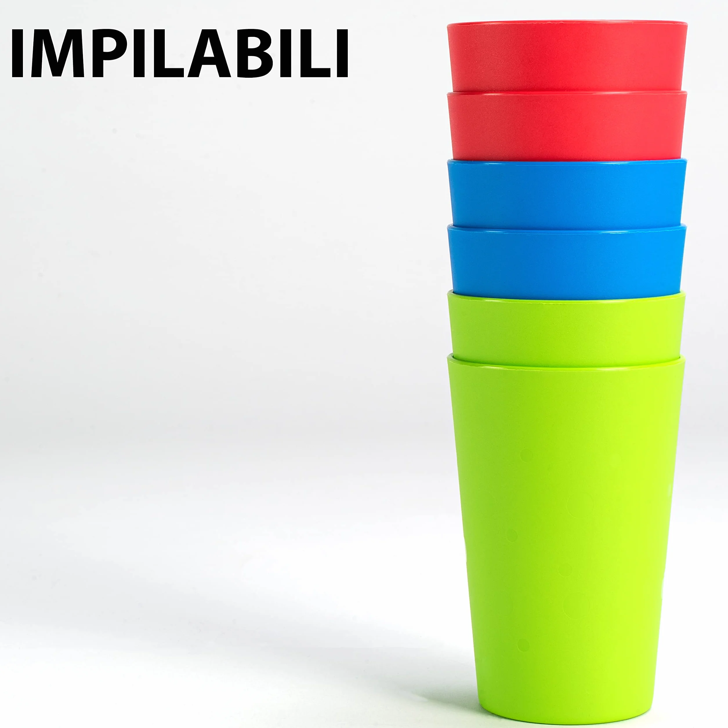 Hausfelder Set 6 bicchieri infrangibili riutilizzabili 275 ml plastica rigida