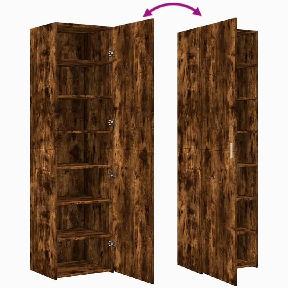 vidaXL Credenza Rovere Fumo 50x42,5x185 cm in Legno Multistrato, credenza Alta, Mobile Contenitore, Mobile Alto, Mobile, credenza Laterale