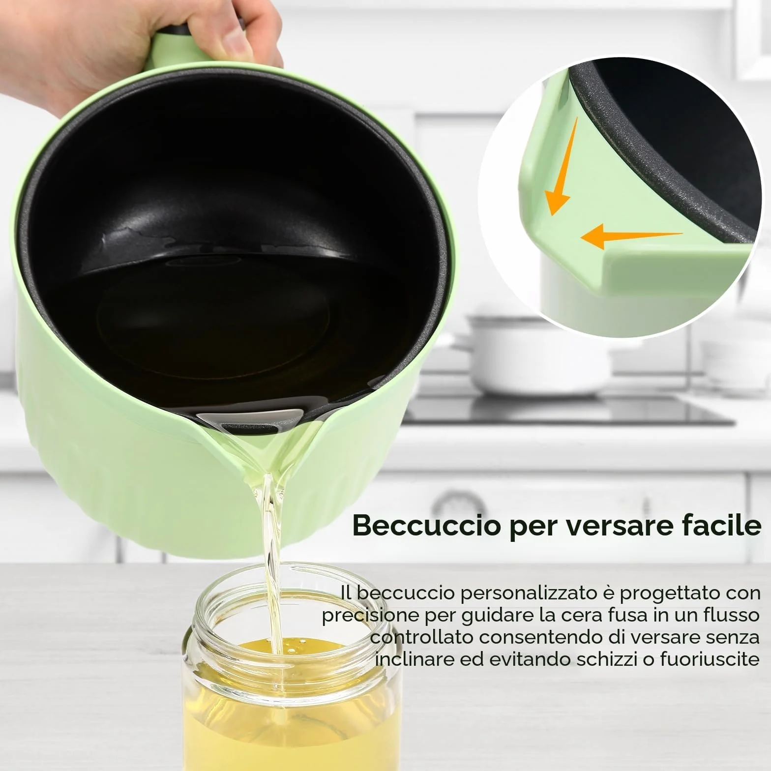 Bienslys Pentola sciogli cera elettrica 1,5 L touchscreen digitale antiaderente controllo temperatura