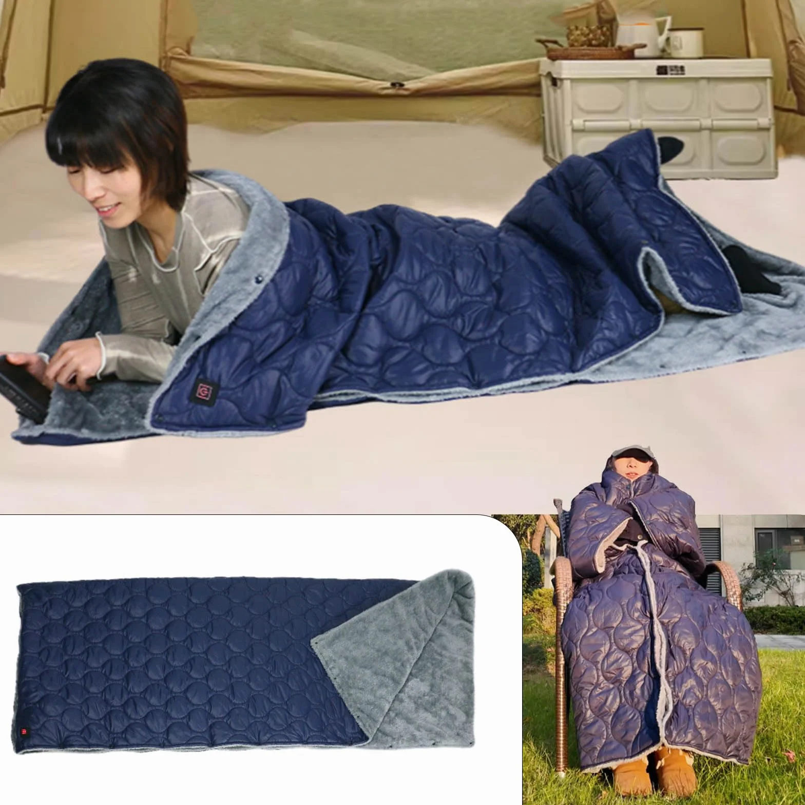 Grande 180x140cm Backpacking Coperta Elettrica USB Propulsiva 3 Configurazione Temperatura Surwarm Sicurezza Impermeabile Travel Addition USB Riscaldato Coperta per Backpacking