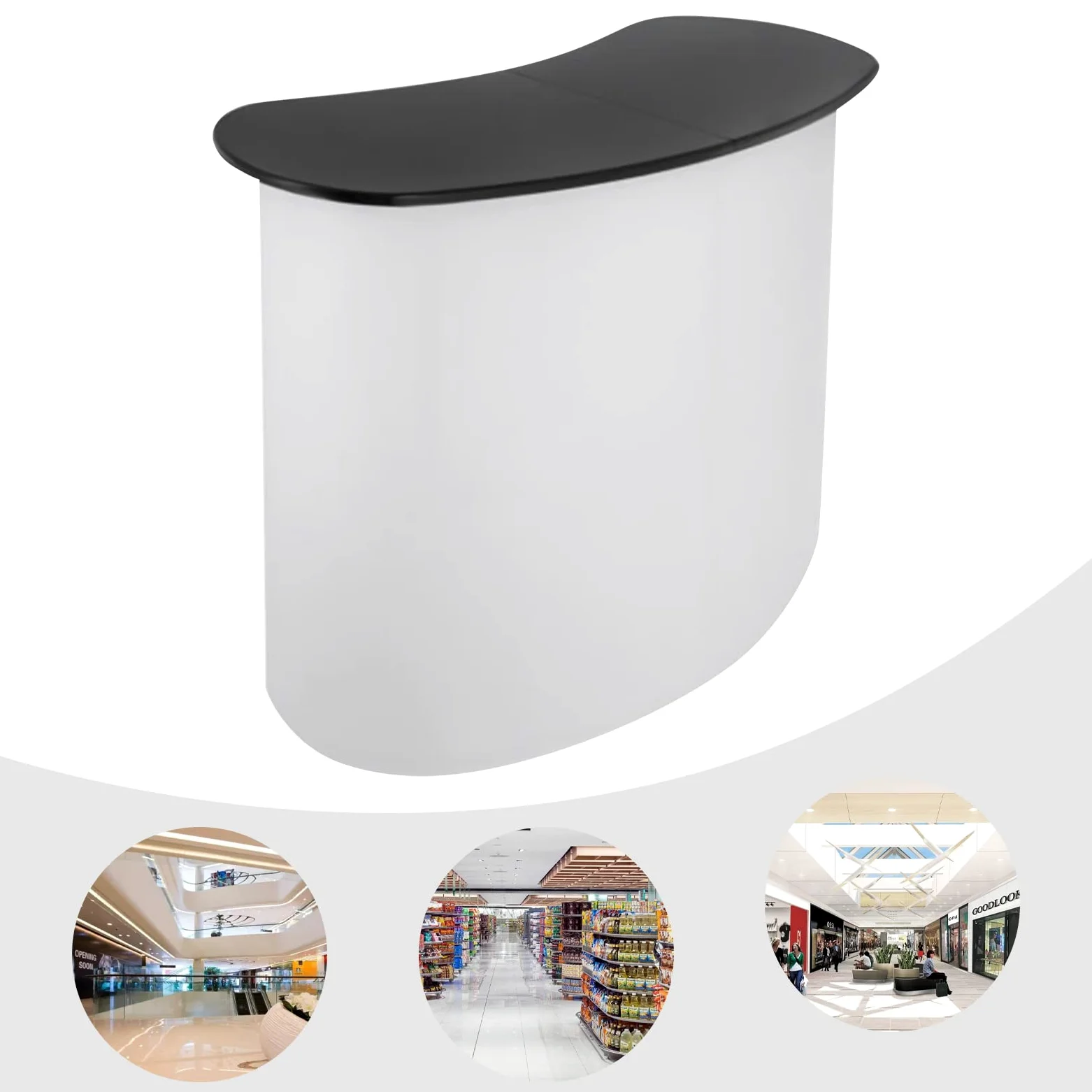 Banco espositore per fiere con telaio a tensione portatile Supporto per mostre Tavolo promozionale da podio 130x40x90CM Scrivania pieghevole bianca per fiere
