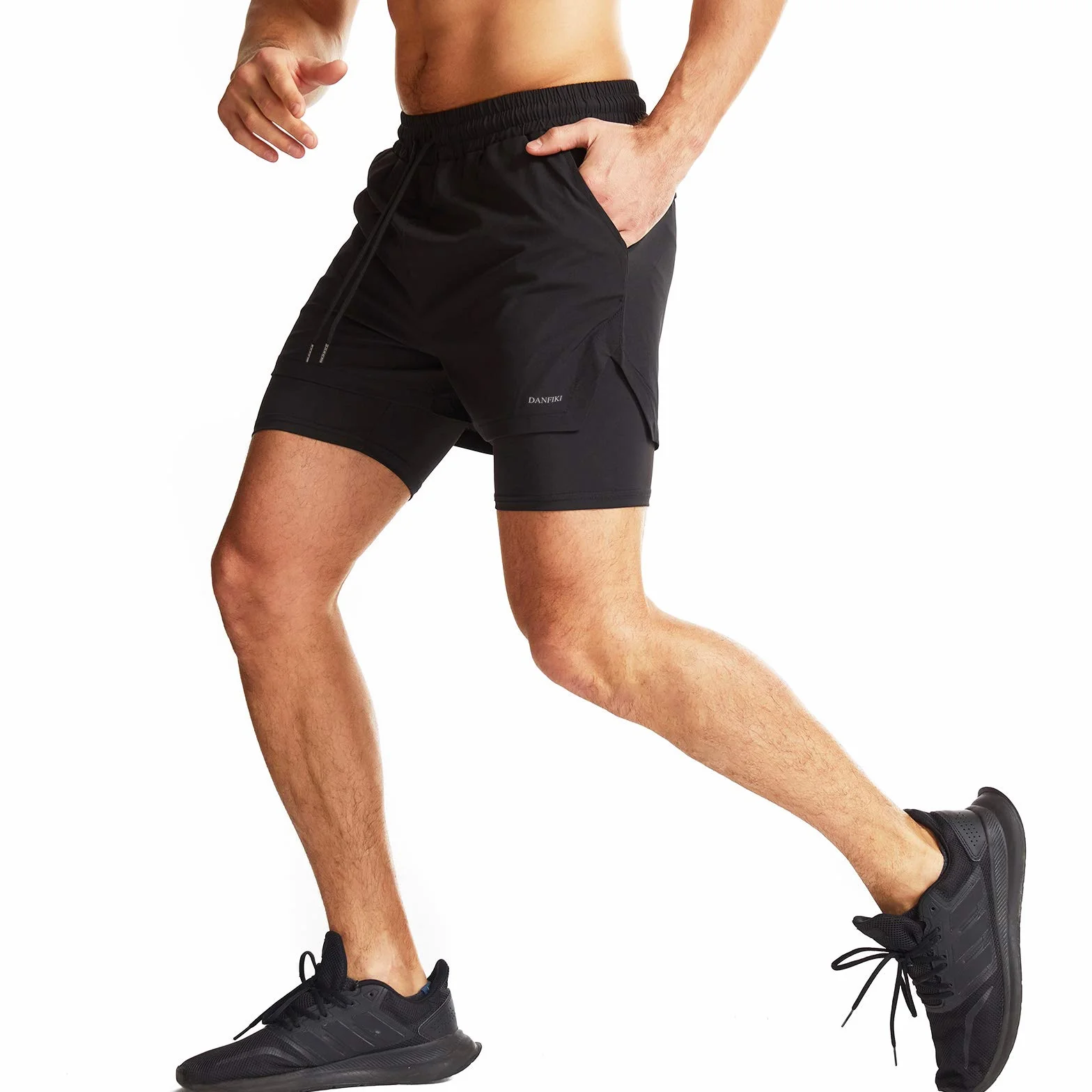 Pantaloncini Sportivi da Uomo Running Shorts Asciugatura Rapida 2 in 1 con Tasca per Jogging Tennis Fitness