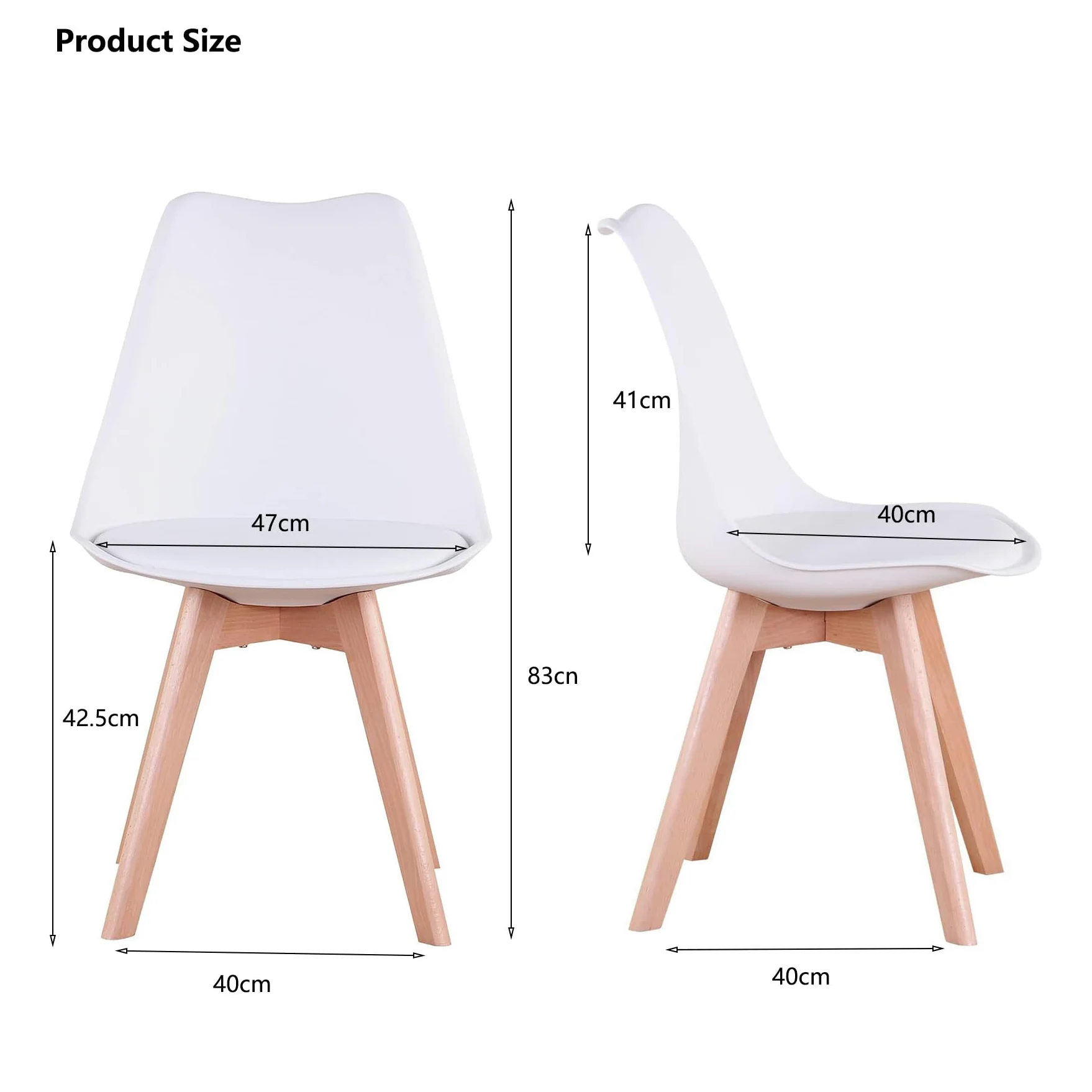 Sedie Sala da Pranzo, Set di 4 Sedie, Gambe in legno massello, Design Nordico Ergonomico, Sedie Cucina, Sedie Moderne (Bianco-4)