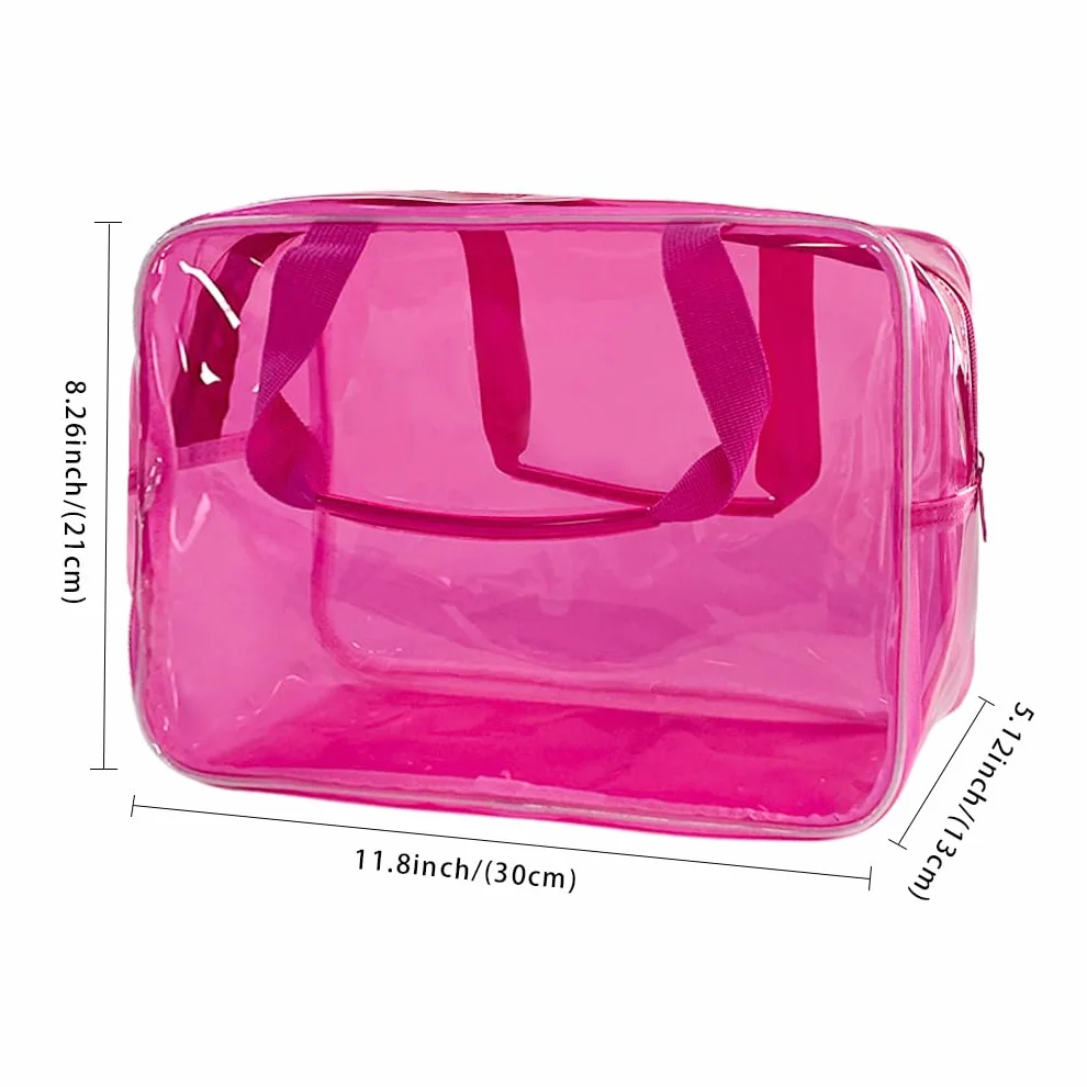 Borsa a tracolla trasparente impermeabile in vinile per trucco Tote Bag 11,8'' ×5,12'' ×8,26'', Colore: rosa., moderno