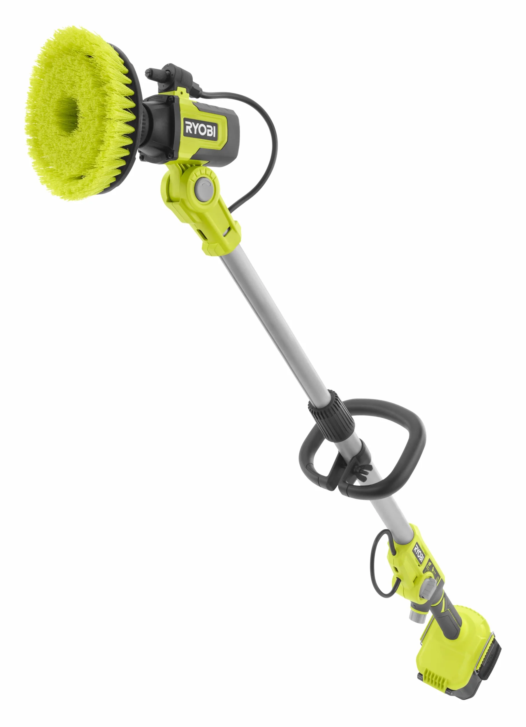Ryobi RWTS18-0 Spazzola Telescopica con Risciaquo 18V ONE+, Batteria non inclusa, Asta Telescopica da 1.4m, Durata Fino a 167 Minuti, Testina Girevole in 6 Posizioni