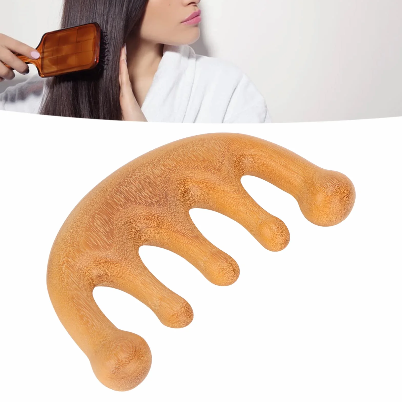 Pettine per Cuoio Capelluto in Legno a Denti Larghi per Massaggio