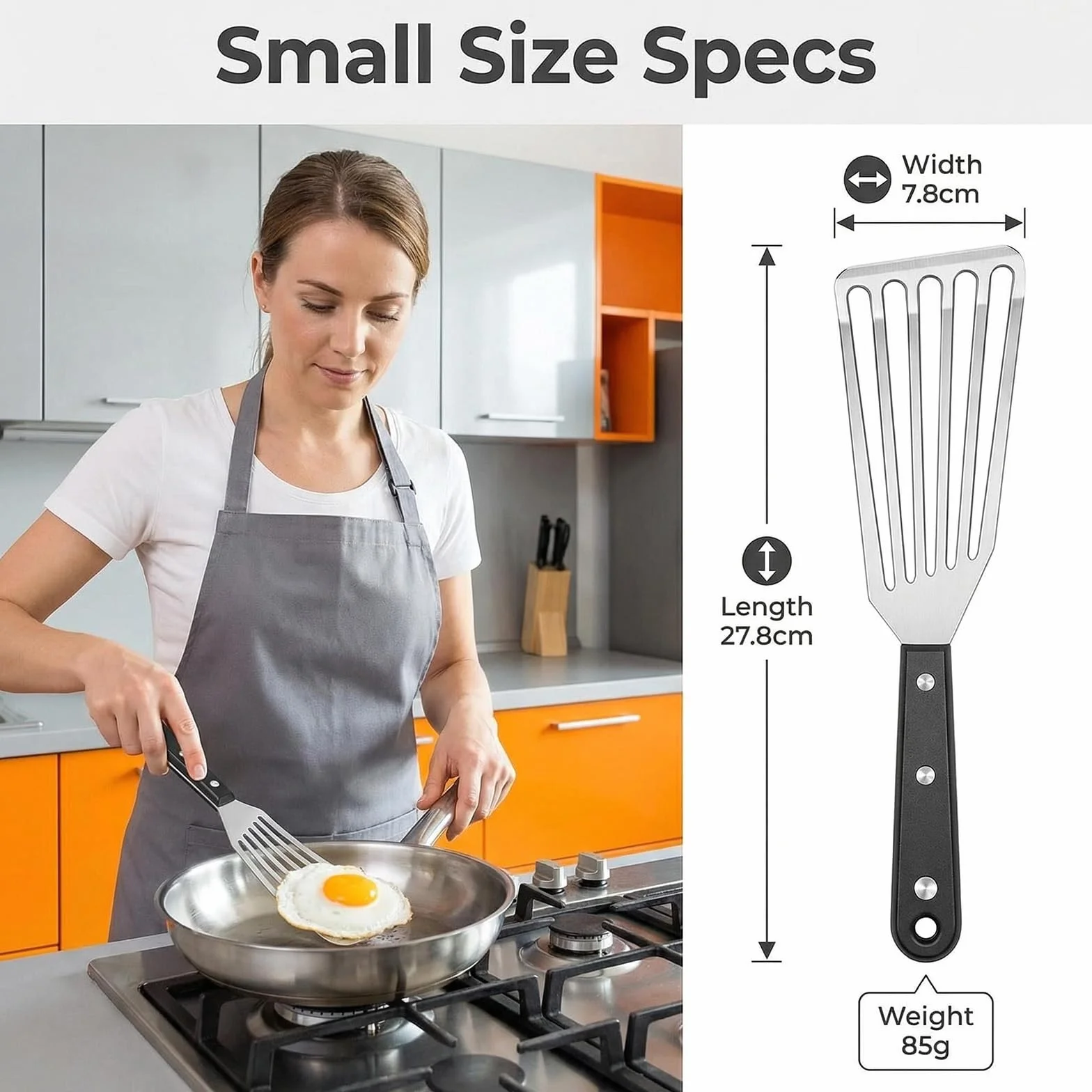 Spatola per pesce in acciaio inox, flessibile, metallo lucido, resistente alla corrosione, spatola da cucina con fessure