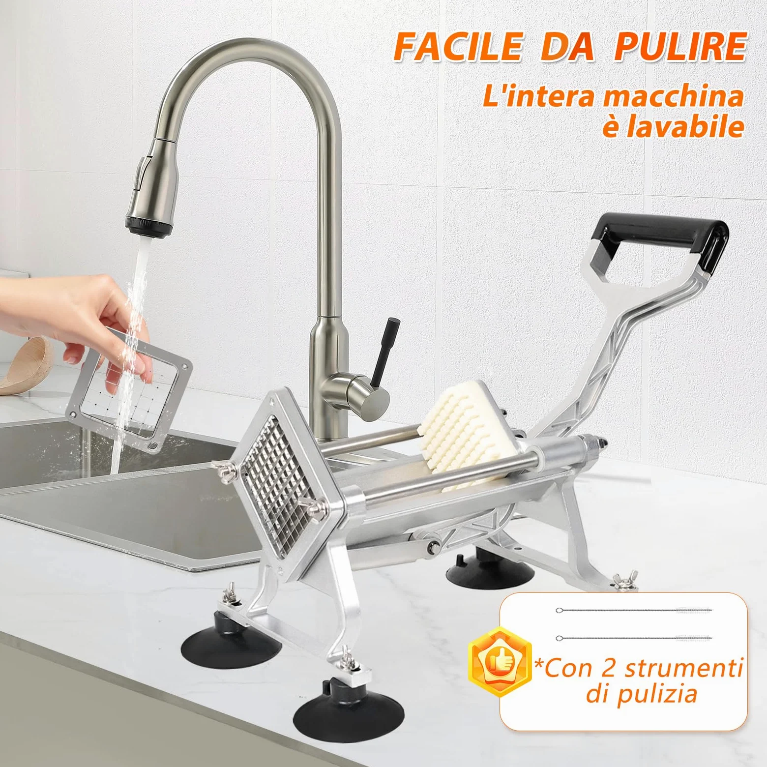 Anatole Tagliapatate per Patate Fritte Professionale con 6mm 9 mm 13 mm Lame in Acciaio Inossidabile Taglia Patatine Fritte Commerciale Tagliaverdure a Bastoncini con Ventose per Cipolle Carote
