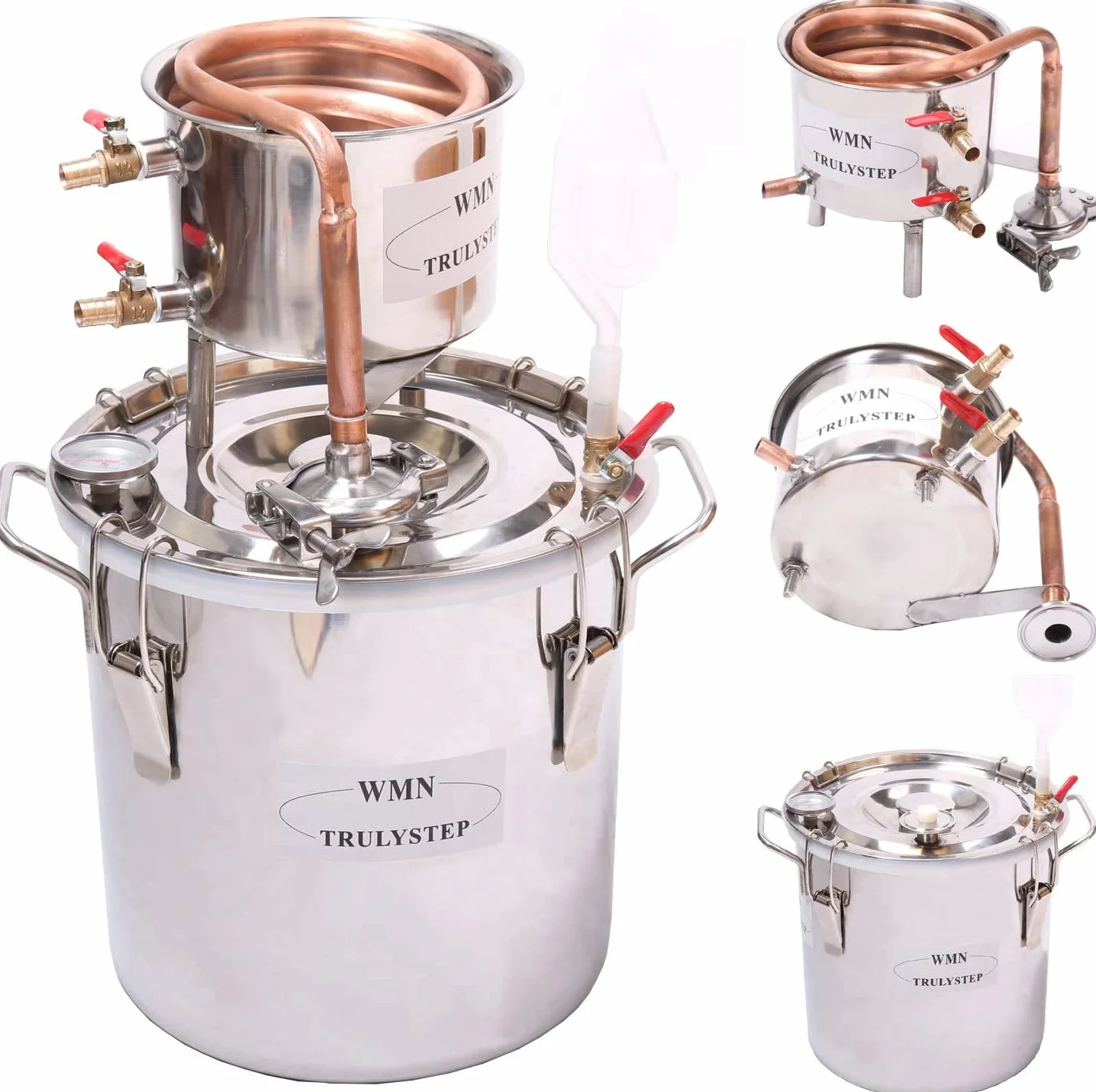 Fayelong CASA Alambicco Distillatore Rame Rosso Moonshine Alcol Rame Kit Per La Fermentazione Del Vino Per Fai Da Te Whisky Wine Brandy Vodka (2Gal/10Liters)