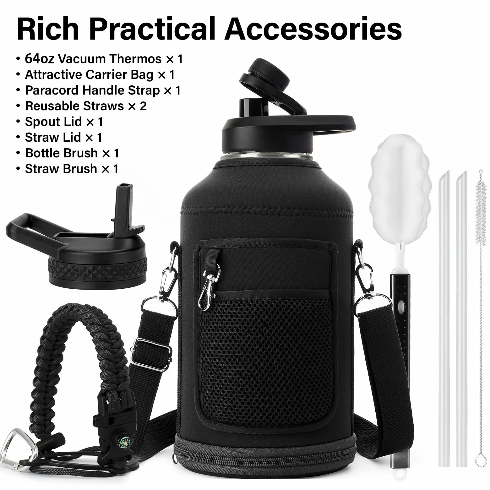 DYSANKY Borraccia termica da 1,8 l, con isolamento multiplo, sigillata sottovuoto, portatile, sportiva, per avventure all'aperto, palestra e uso quotidiano, a prova di perdite, senza BPA, 1,8 l