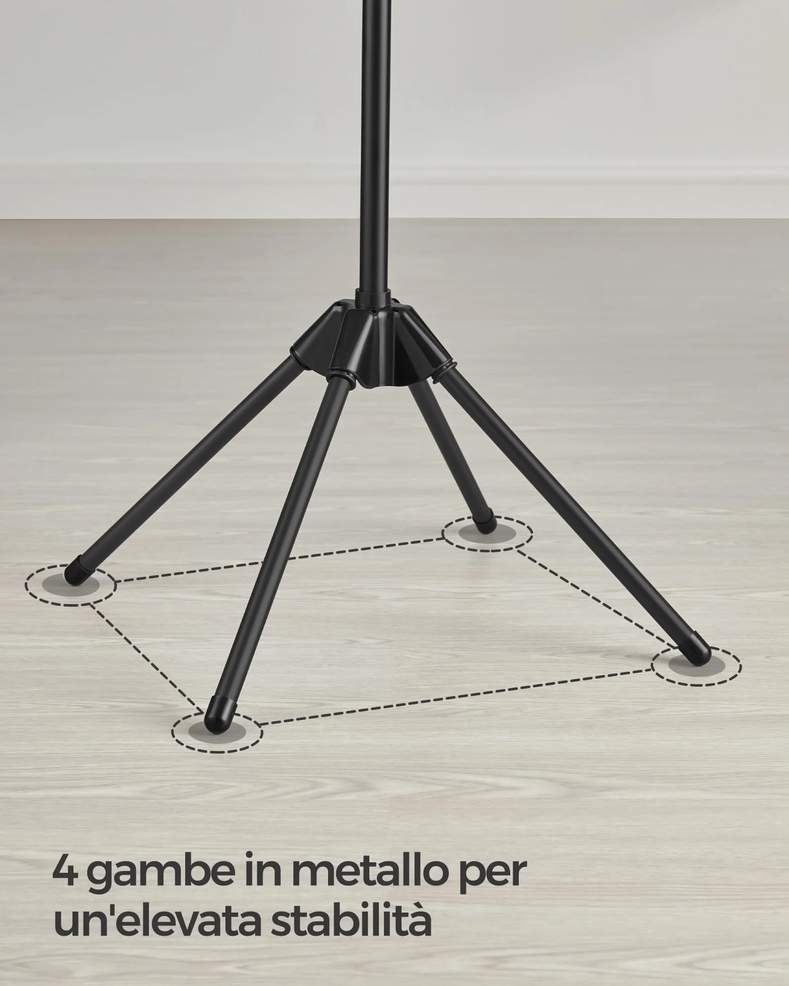 SONGMICS Stendibiancheria Verticale Salvaspazio, Stendino da Terra, 3 Bracci Girevoli, 4 Gambe, per Uso Interno, Acciaio Inossidabile, per fino a 27 Capi, Altezza 150 cm, Nero LLR510B01