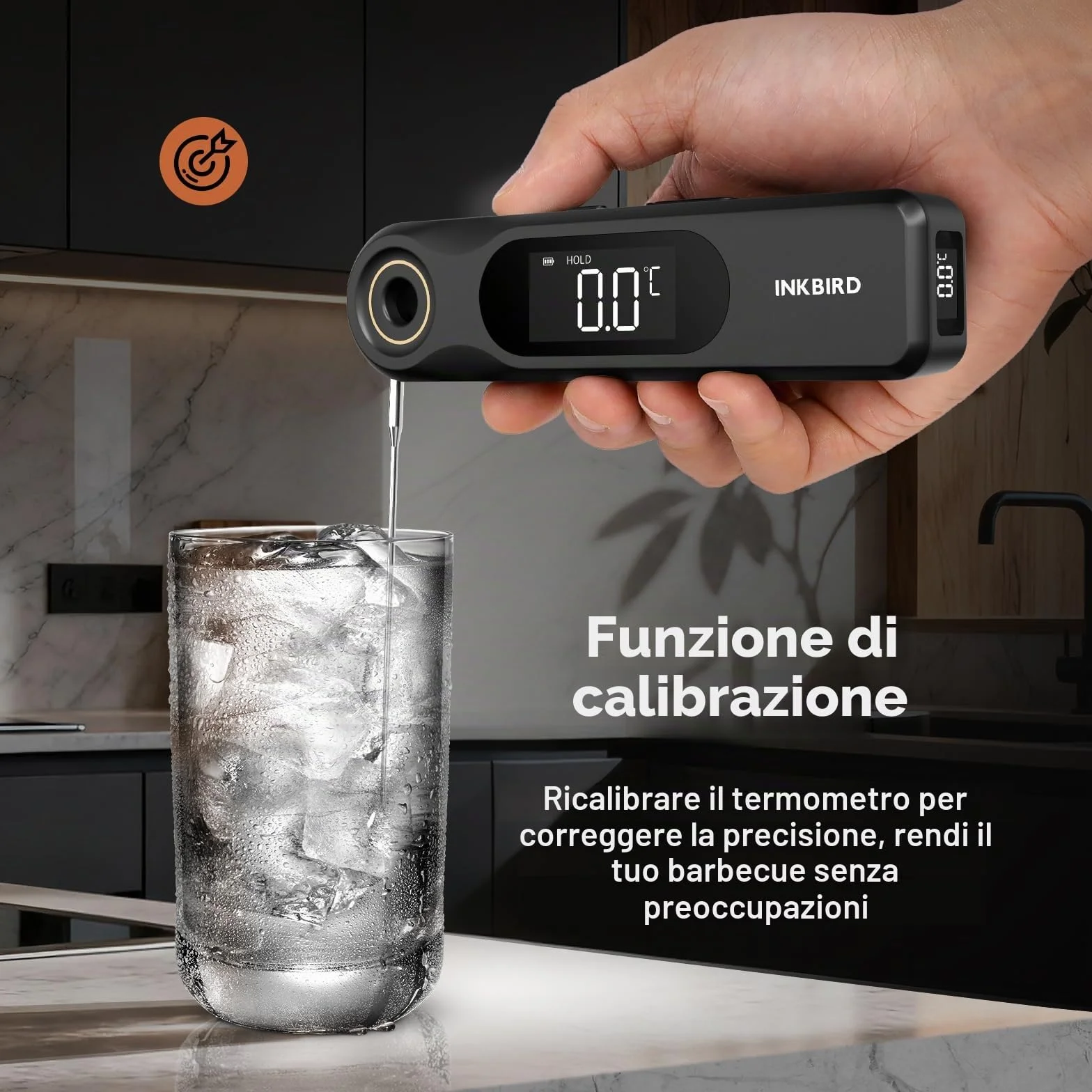 INKBIRD Termometro Alimentare a Lettura Istantanea a Doppio Display,Due Schermi,Risposta Super Rapida 0,5 Sec,Impermeabile IP65 Corpo Intero,Ideale per Cucina, Grigliate,Forno,Preparazione Bevande