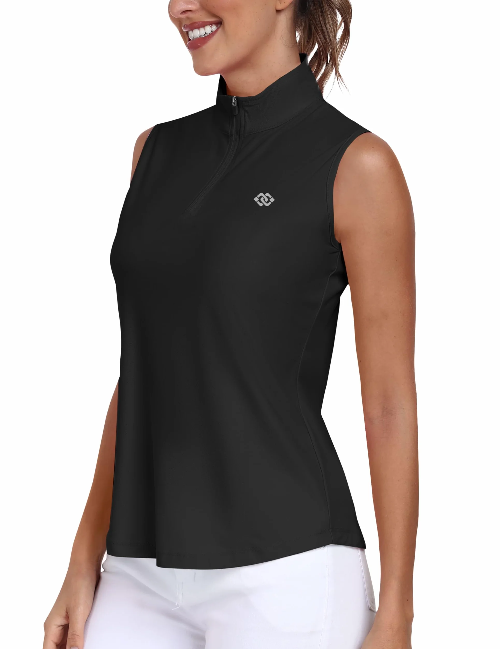 MoFiz Donna Polo T Shirt Senza Maniche Golf Camicia Magliette Estiva Traspirante Top con Cerniera