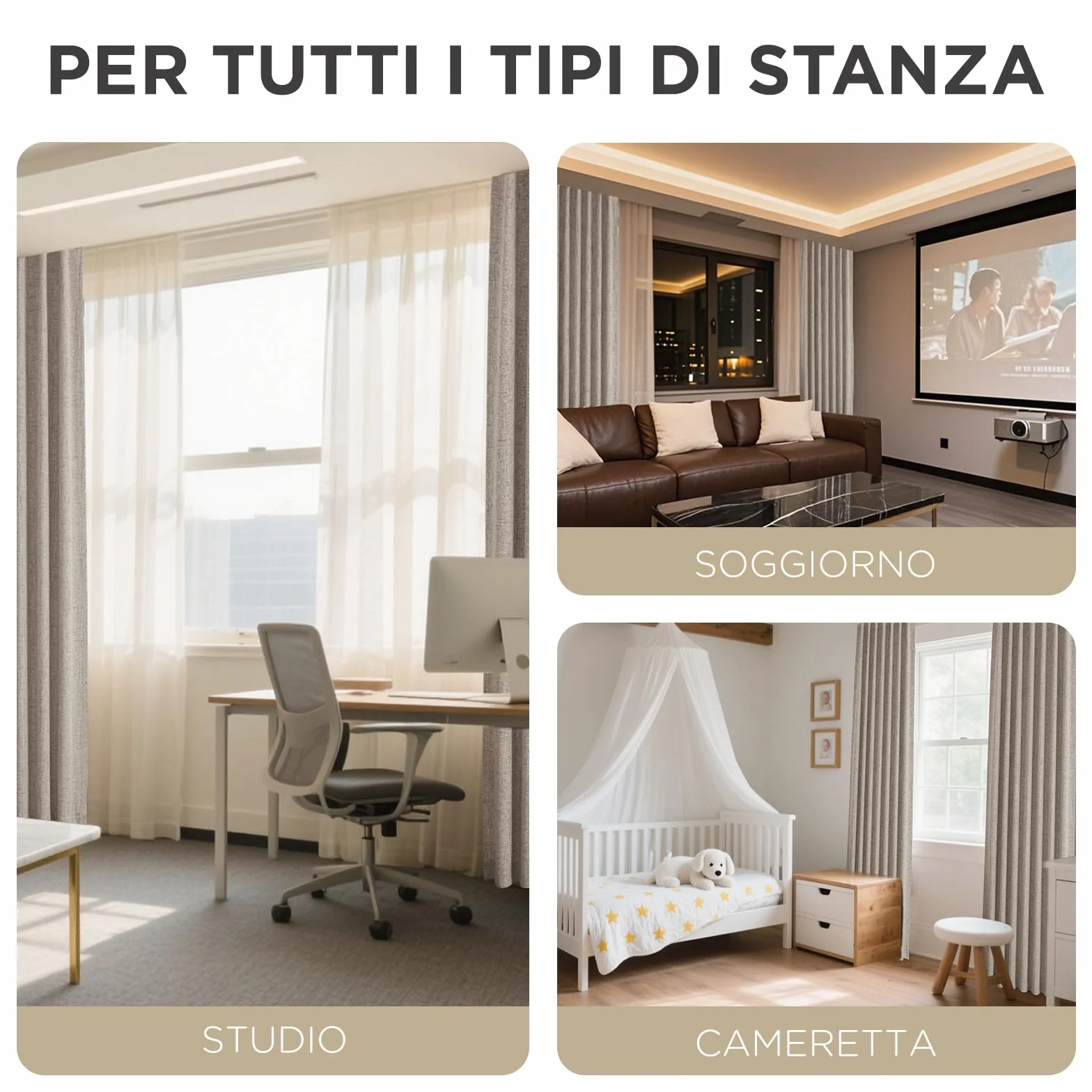 Joydeco 100% Tende Oscuranti per Interni 2 Pezzi L 140 x A 260 CM, Lino Tende Termiche con Passanti Nascosti per Soggiorno Moderne Cameretta Bambini Camera da Letto Blackout Curtains, Lino