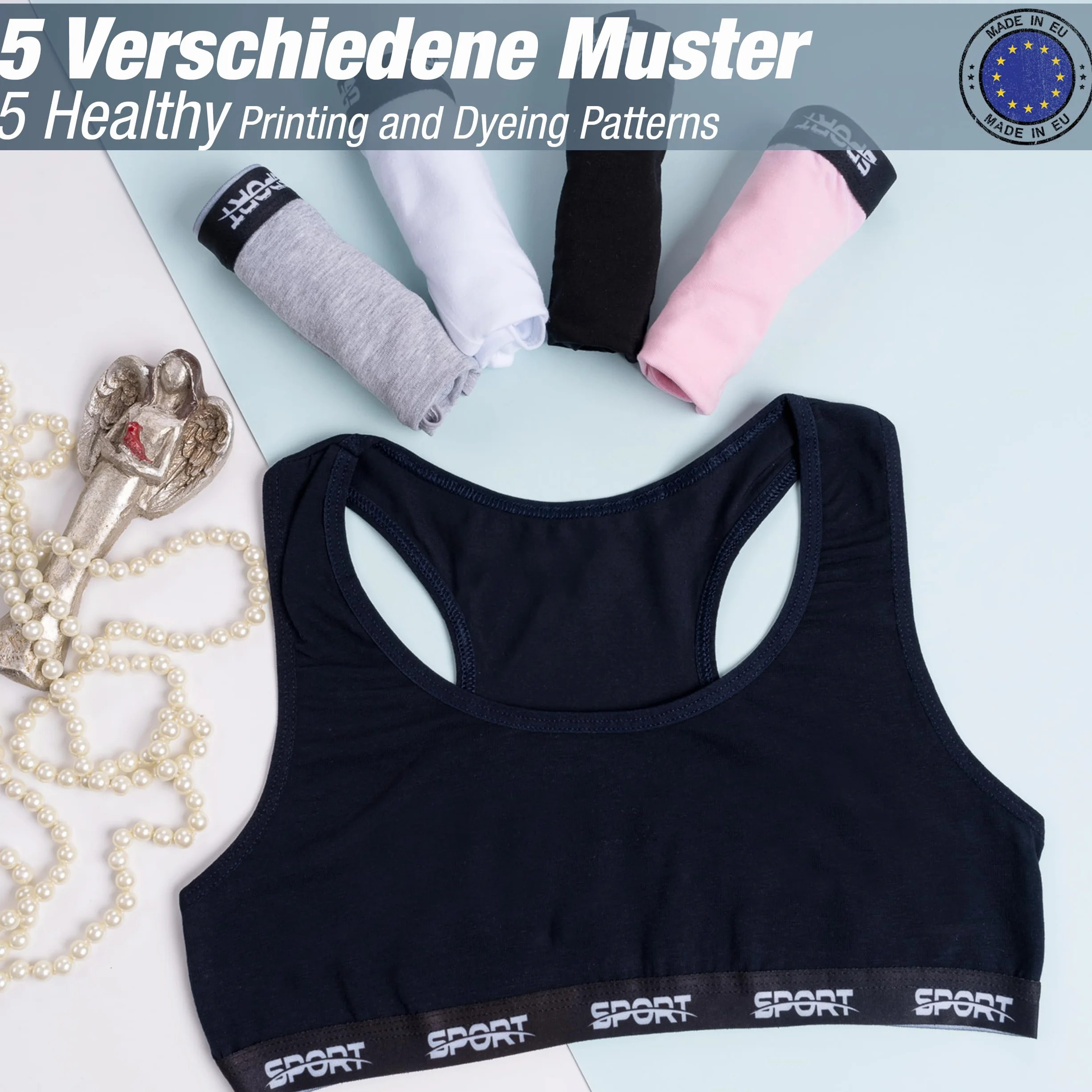 LOREZA Reggiseno Bambina Allenamento Sportivo Cotone