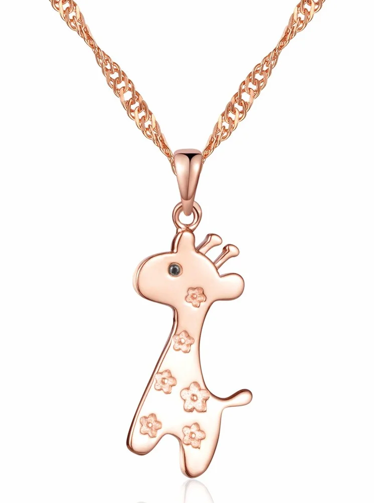 Infinite U Collana donna ciondolo giraffa argento Sterling 925 placcato rodio zirconia cubica