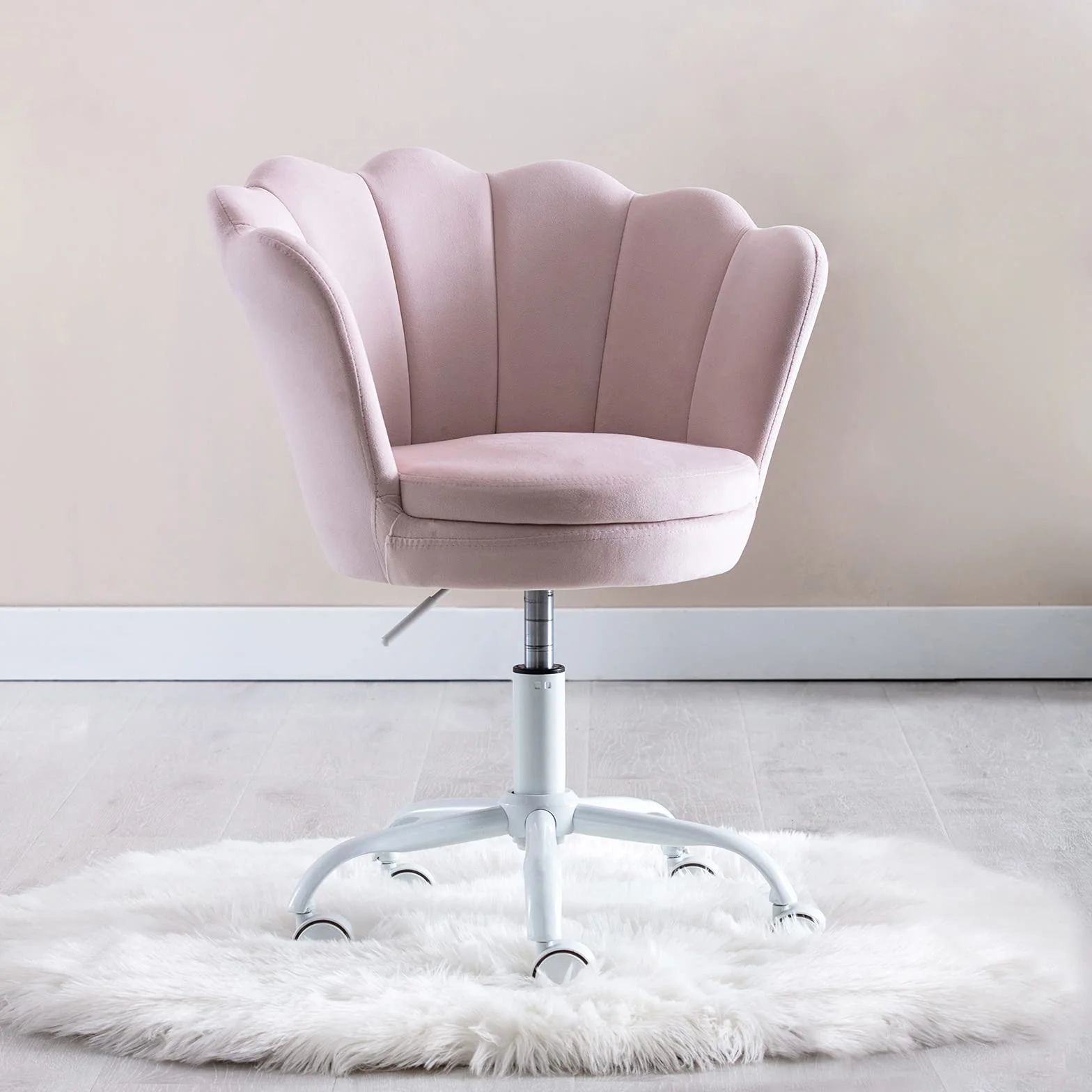 Wahson Sedia da Scrivania per Bambini Poltrona Girevole in Velluto Regolabile in Altezza Sedia da Studio per Cameretta Ragazza (Rosa Chairo)