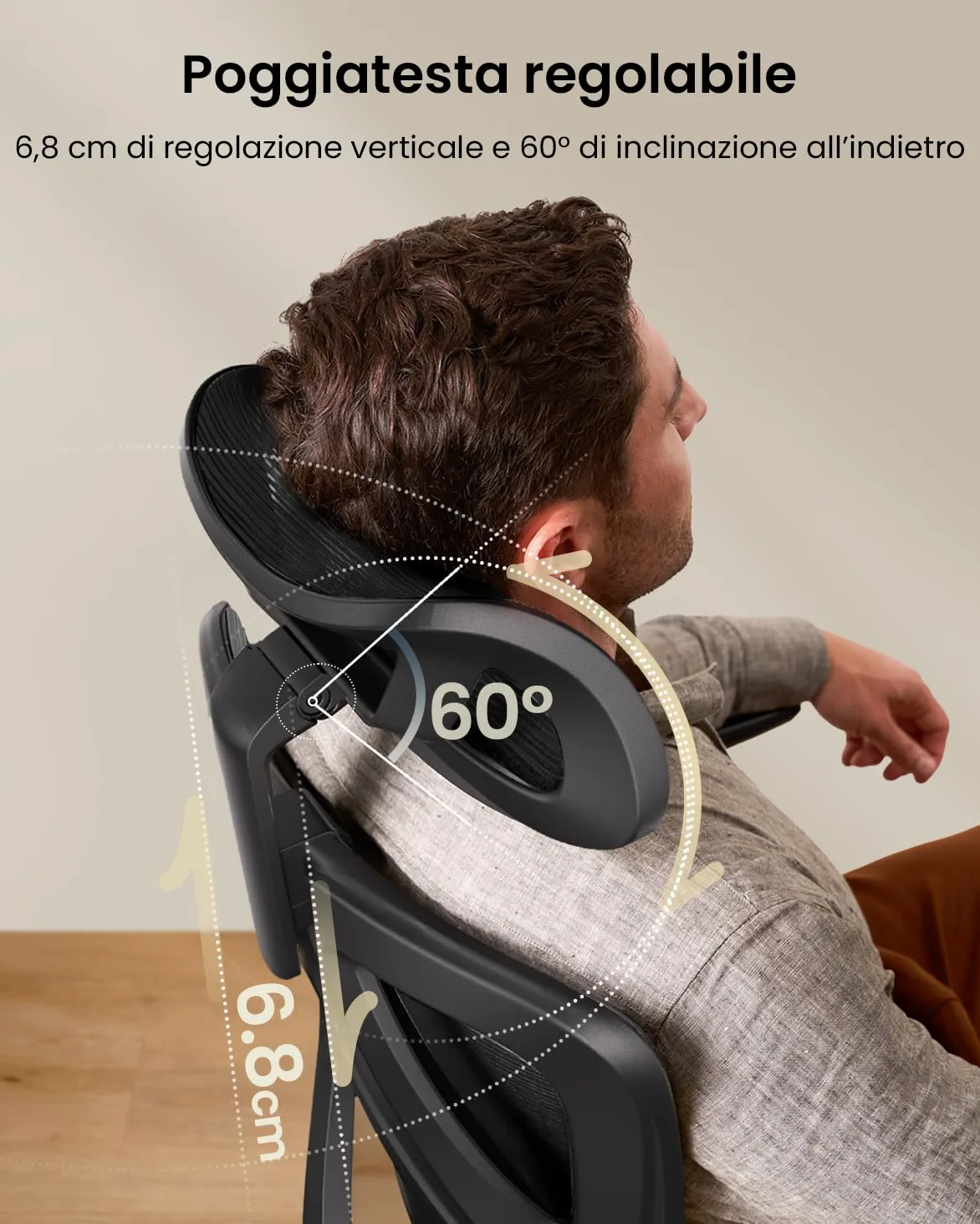 ProtoArc EC100 Sedia da Ufficio Ergonomica – Sedia da Scrivania con Cuscino a Molla da 10 cm, Supporto Lombare, Braccioli e Poggiatesta Regolabili, Sedia Girevole in Rete per Casa e Ufficio, Nera