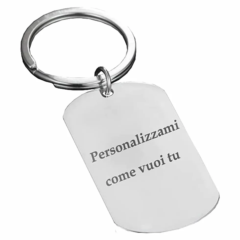 Stileitaliano portachiavi personalizzato piastrina family argento con incisione porta chiavi militare alluminio idea regalo