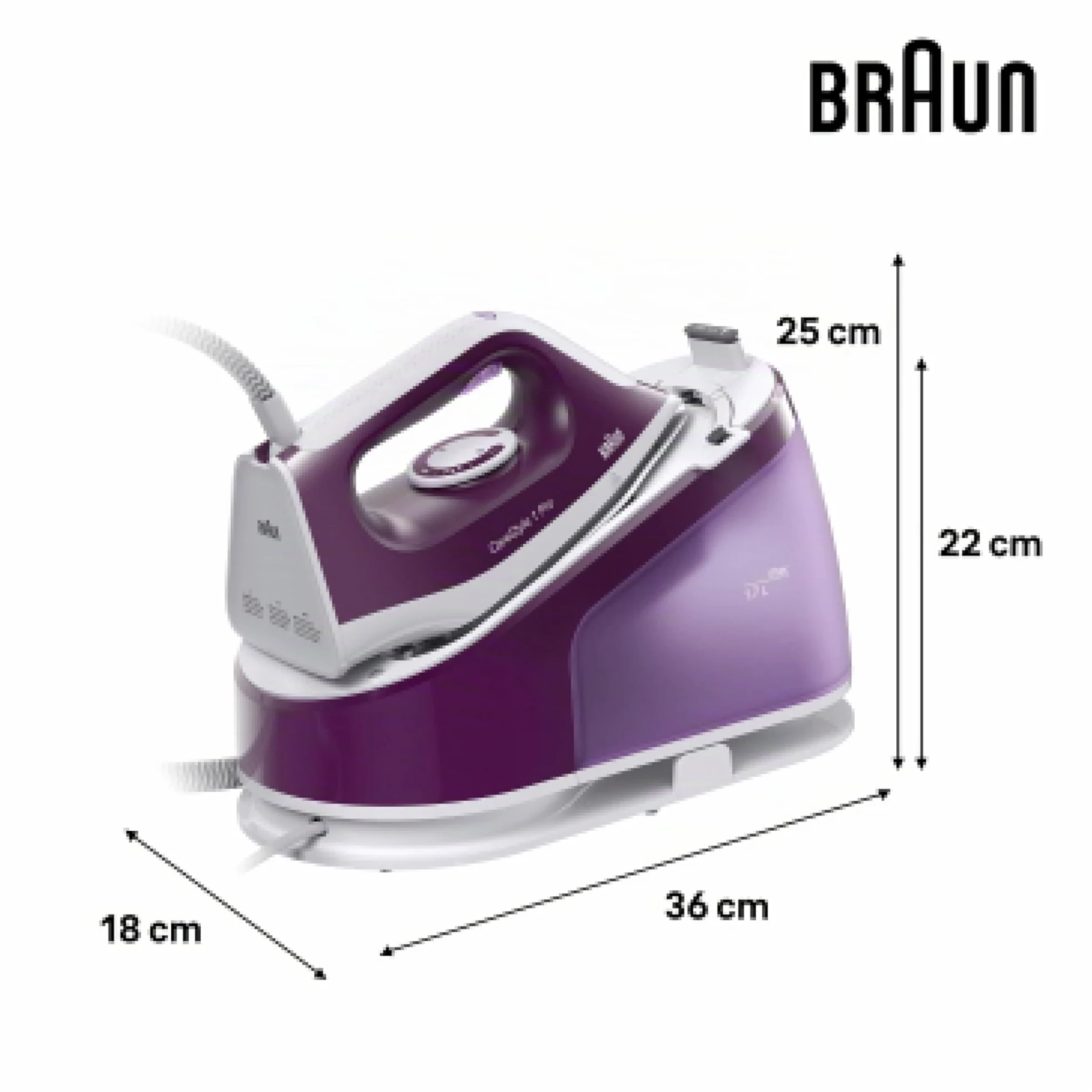 Braun CareStyle 1 Pro – Sistema Stirante a Vapore con Caldaia, Ferro da Stiro con Potente Getto Vapore, Piastra FreeGlide 3D, Serbatoio 1,7 L, Stiratura Veloce ed Efficiente, Viola (IS1514VI)