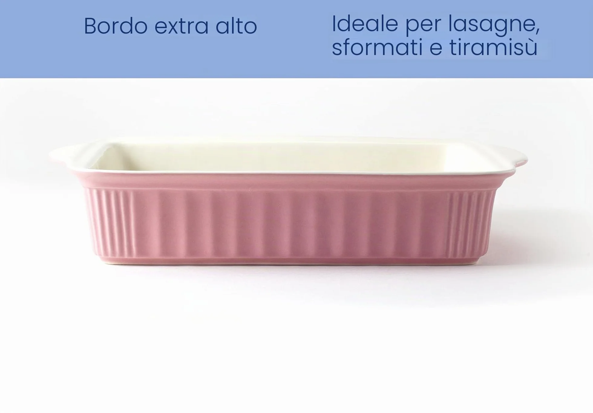Hanseküche Casseruola in ceramica di alta qualità - Ideale per lasagne, sformati o tiramisù, grande casseruola, pirofila da forno, lasagne rettangolari (rosa)